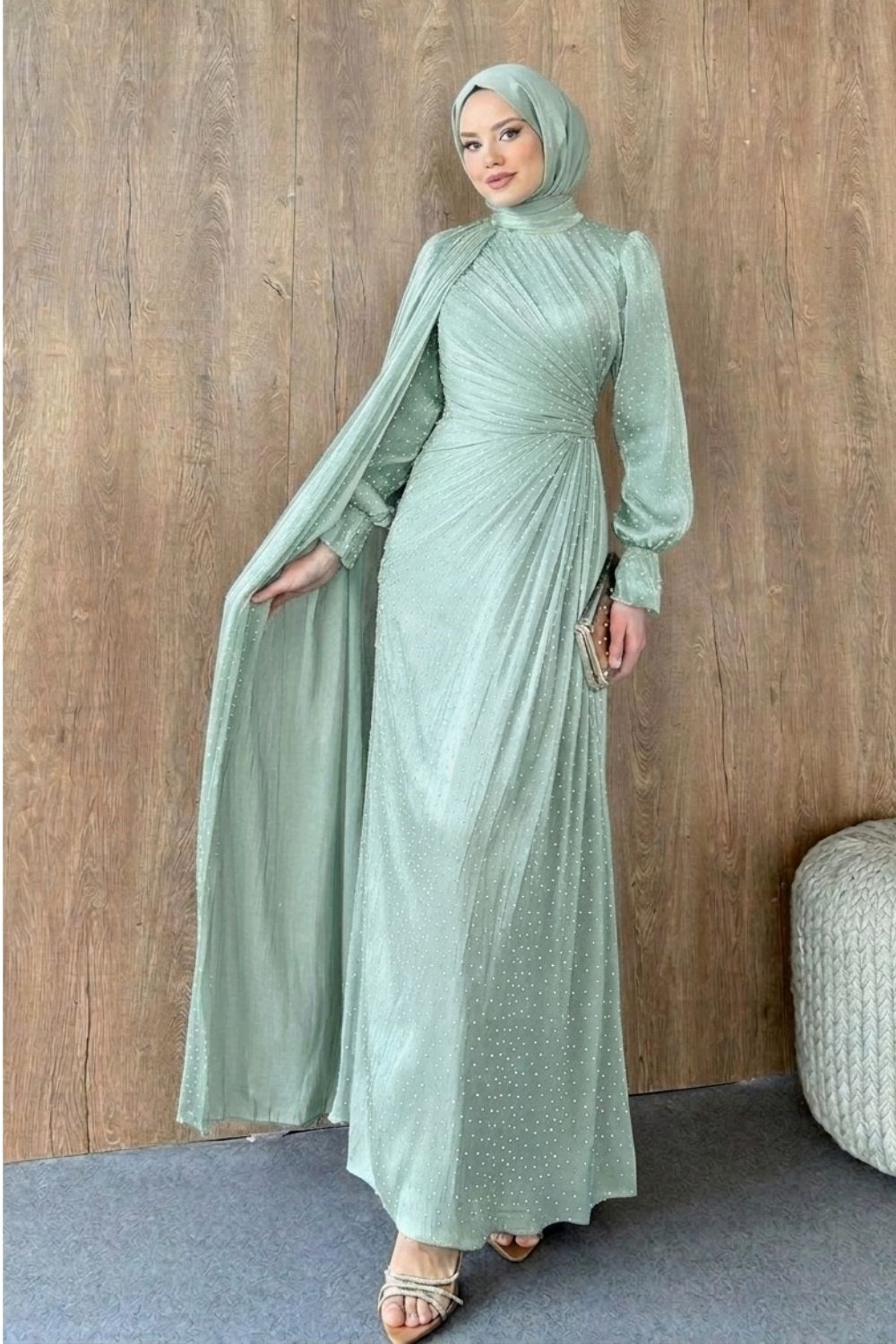 Taş Detaylı Abiye Mint