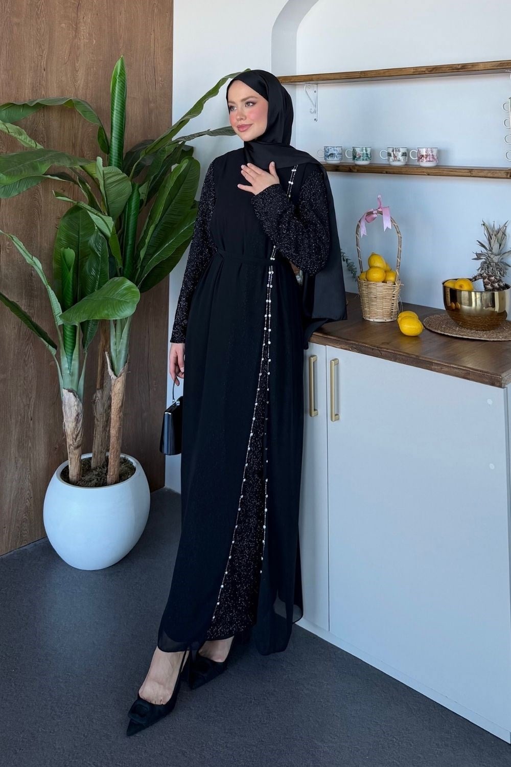 Valeriaa Yanı Yırtmaçlı Abiye Siyah