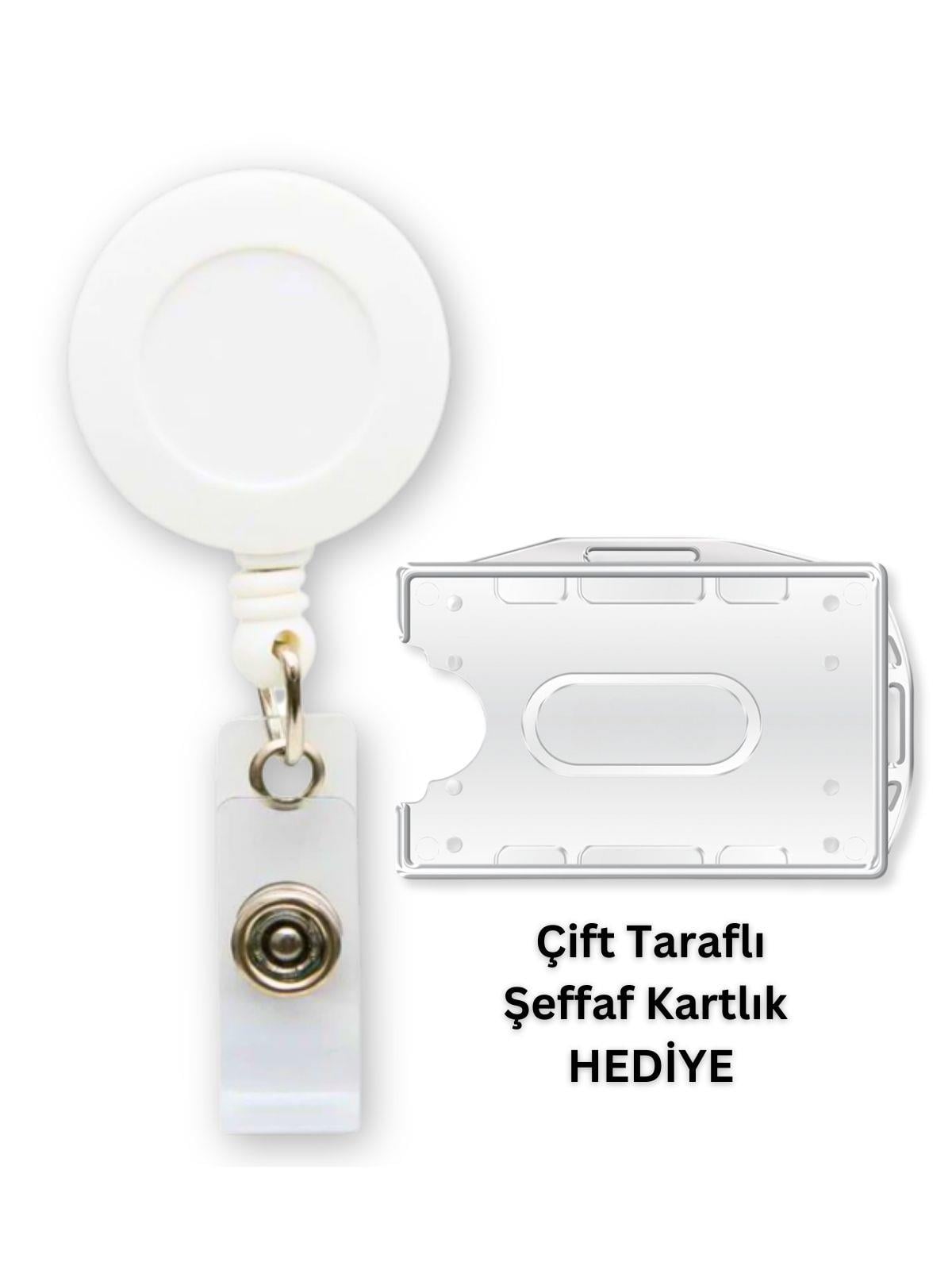 Beyaz Yoyo Yaka Kartlığı Yatay Dikey Kart Koruyucu