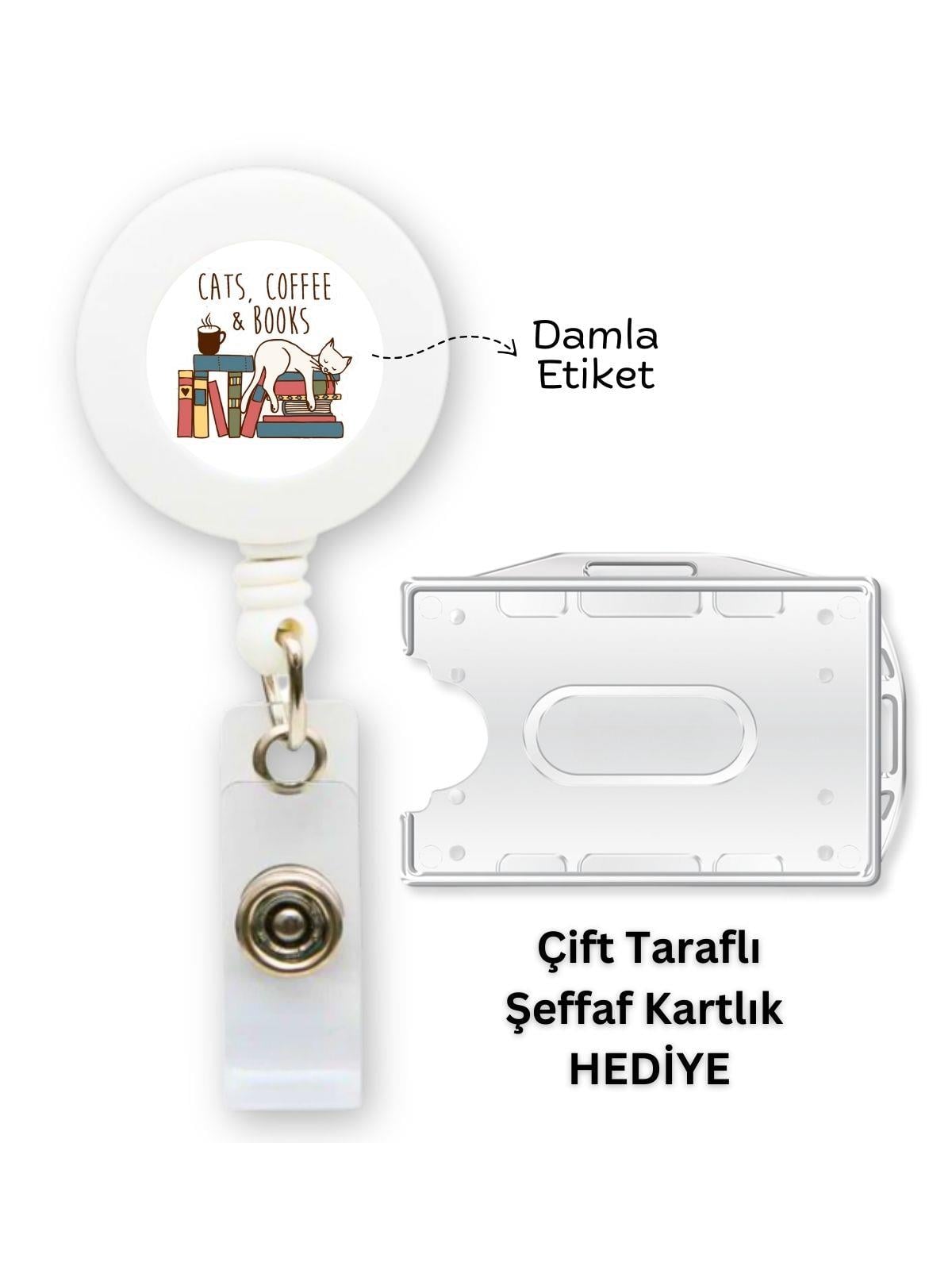 Kitapsever Kedi Yoyo Yaka Kartlığı Yatay Dikey Kart Koruyucu