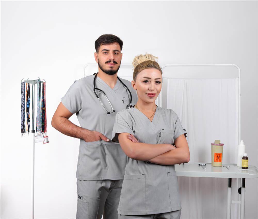 Likralı Cerrahi Forma Unisex Hemşire Doktor Sağlıkçı Forması Scrubs Üniforma