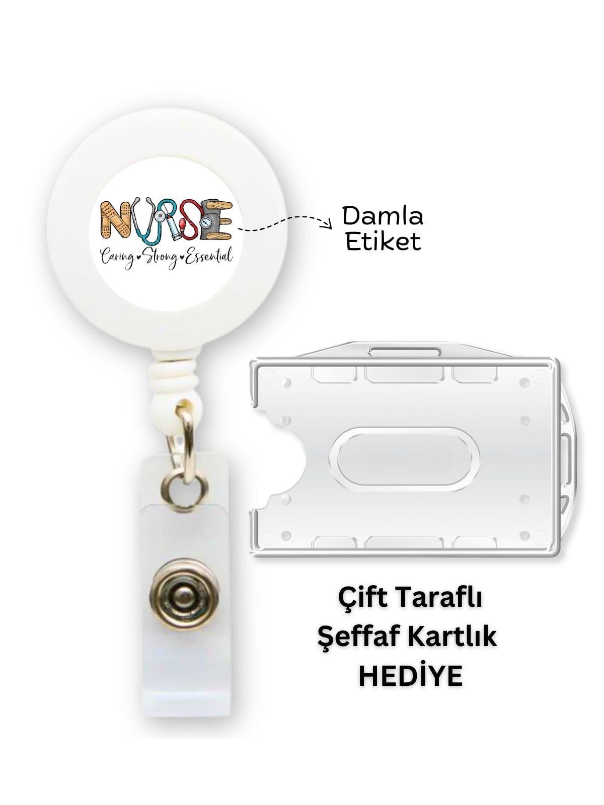 Nurse Hemşire Damla Etiket Yoyo Yaka Kartlığı Yatay Dikey Kart Koruyucu