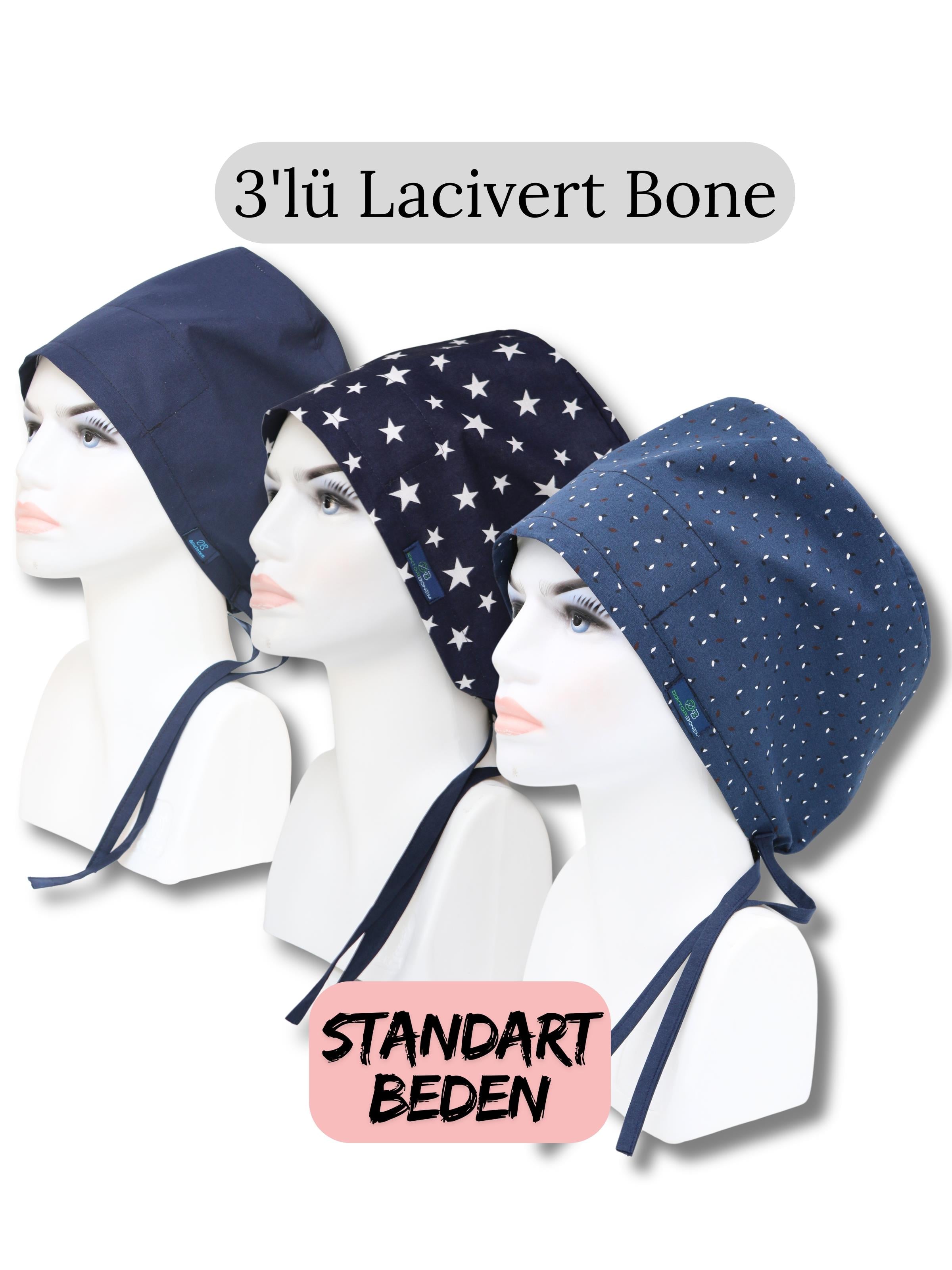 Standart Beden 3lü Lacivert Bone Lacivert Tek Renk Lacivert Büyük Yıldızlar Koyu Lacivert Yapraklar