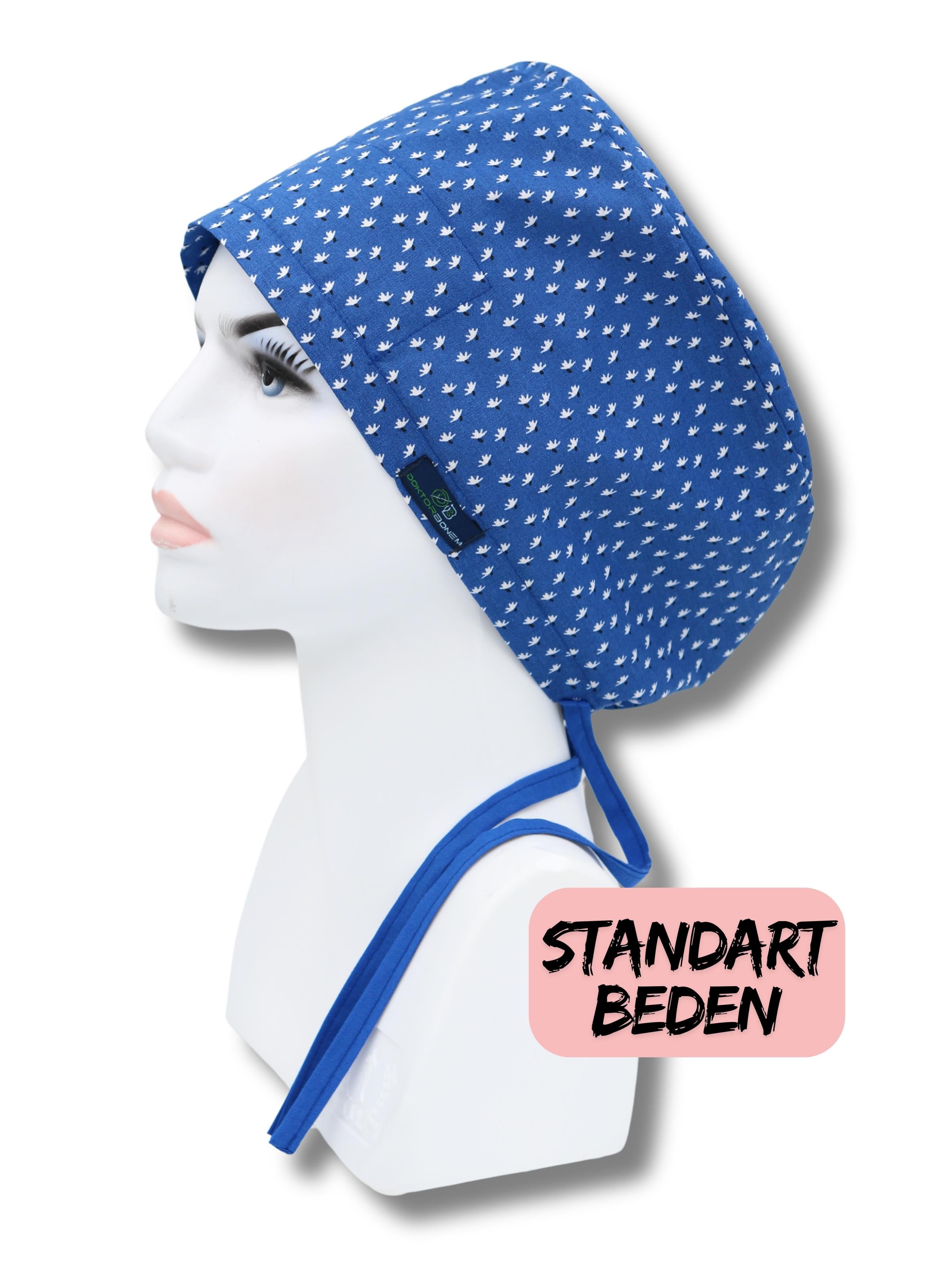 Standart Beden Saks Mavisi Pamuk Çiçeği Cerrahi Bone Doktor Hemşire Sağlıkçı Hastane Bonesi