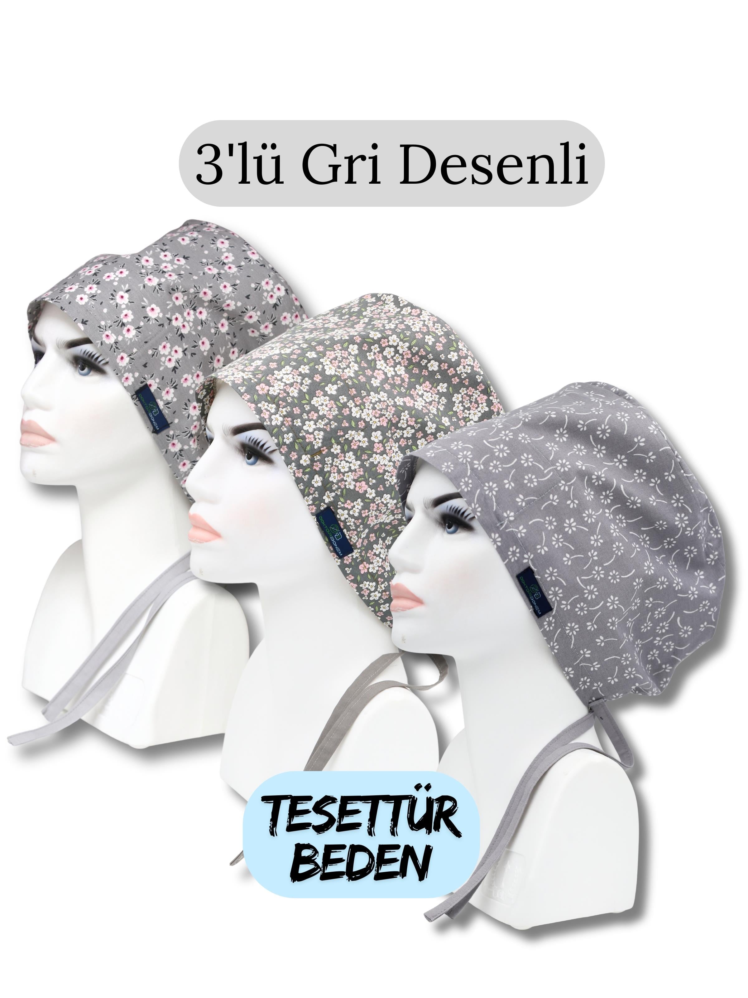 Tesettür Beden 3lü Gri Desenli Gri Çiçek Bahçesi Gri Çıtı Pıtı Gri Nazlı Çiçekler Cerrahi Bone