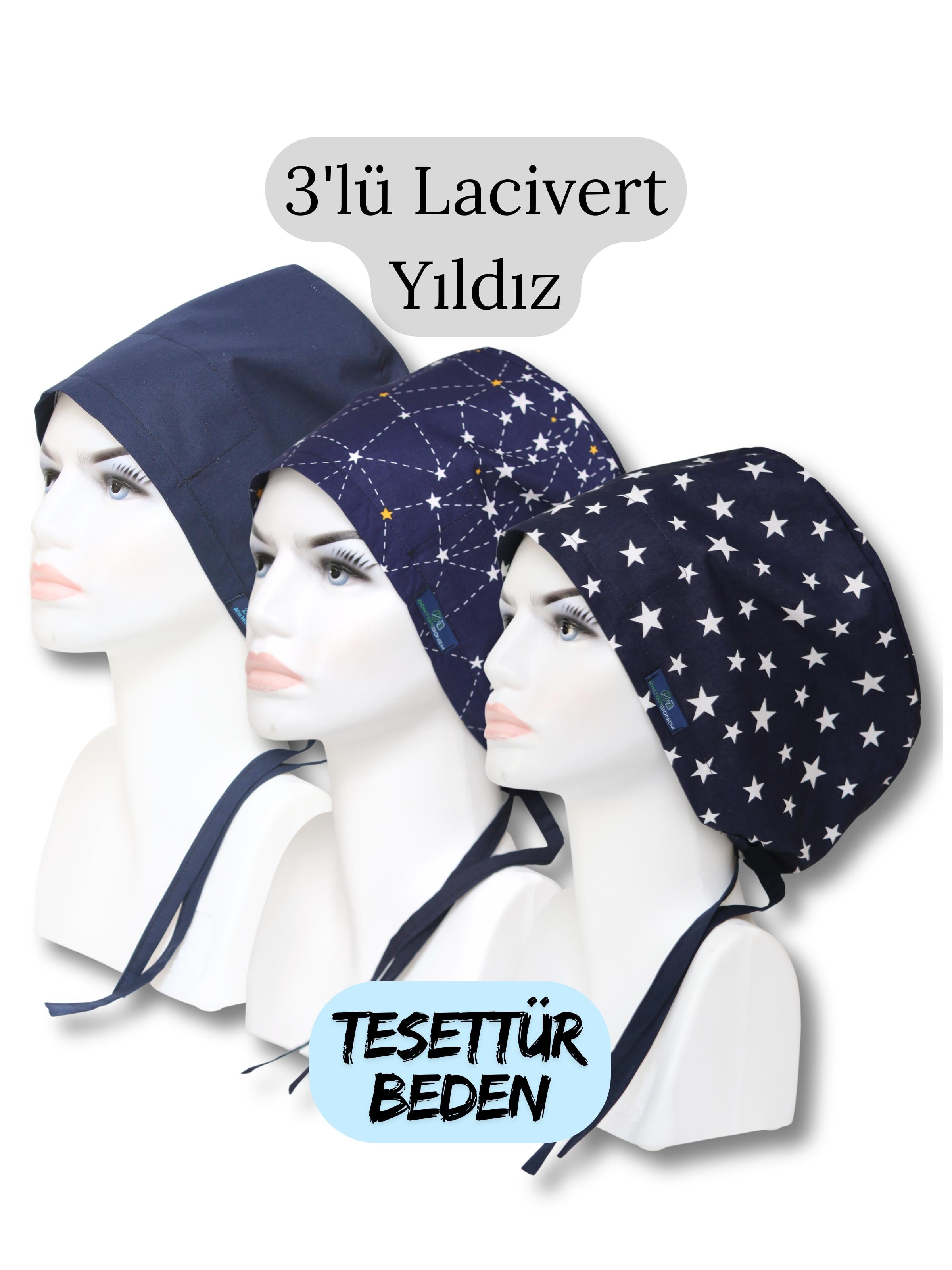 Tesettür Beden 3lü Lacivert Yıldız Lacivert Tek Renk Takım Yıldızlar Büyük Yıldız Cerrahi Bone