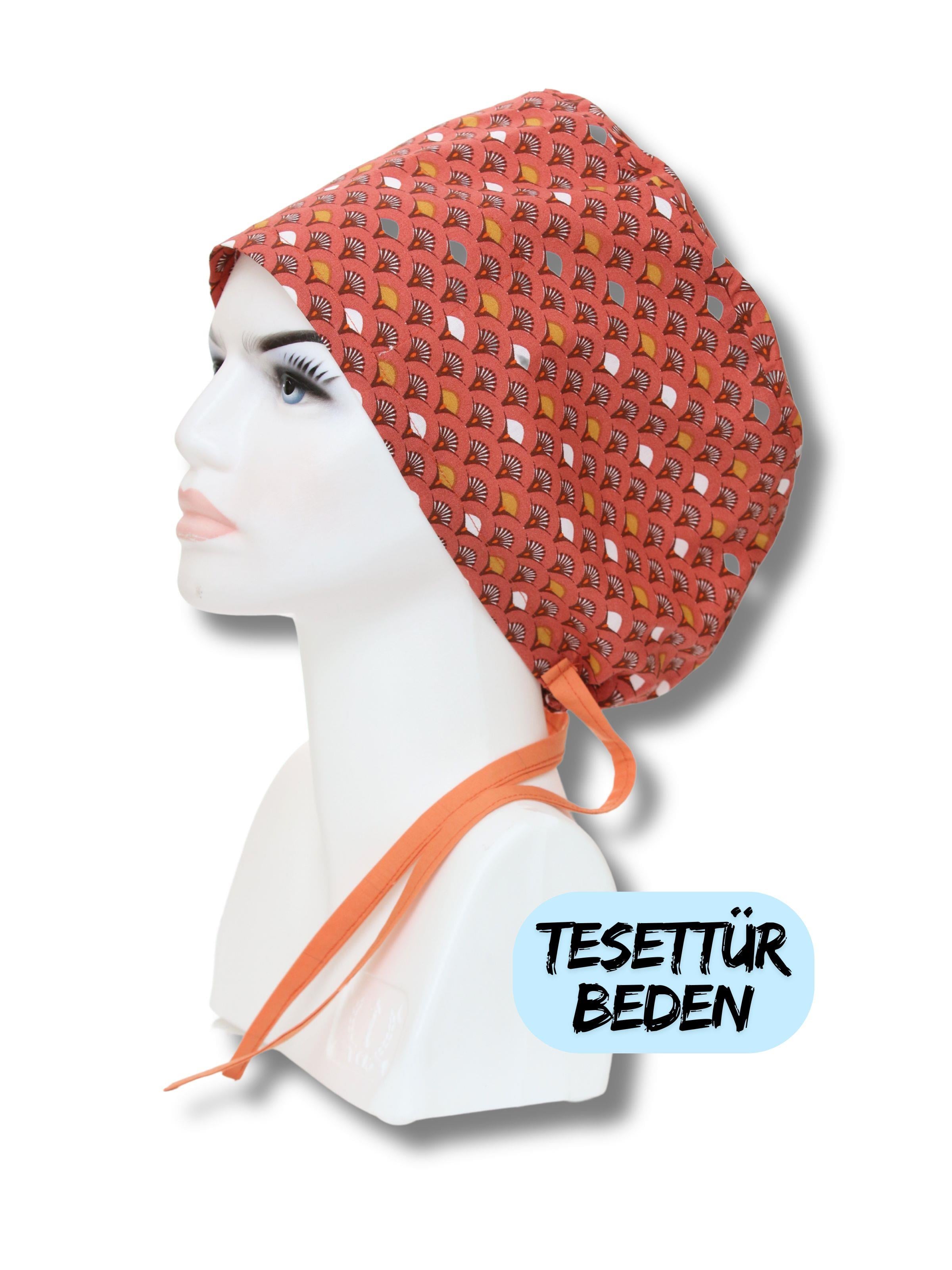 Tesettür Beden Kiremit Rengi Yelpazeler Cerrahi Bone Doktor Hemşire Sağlıkçı Hastane Bonesi