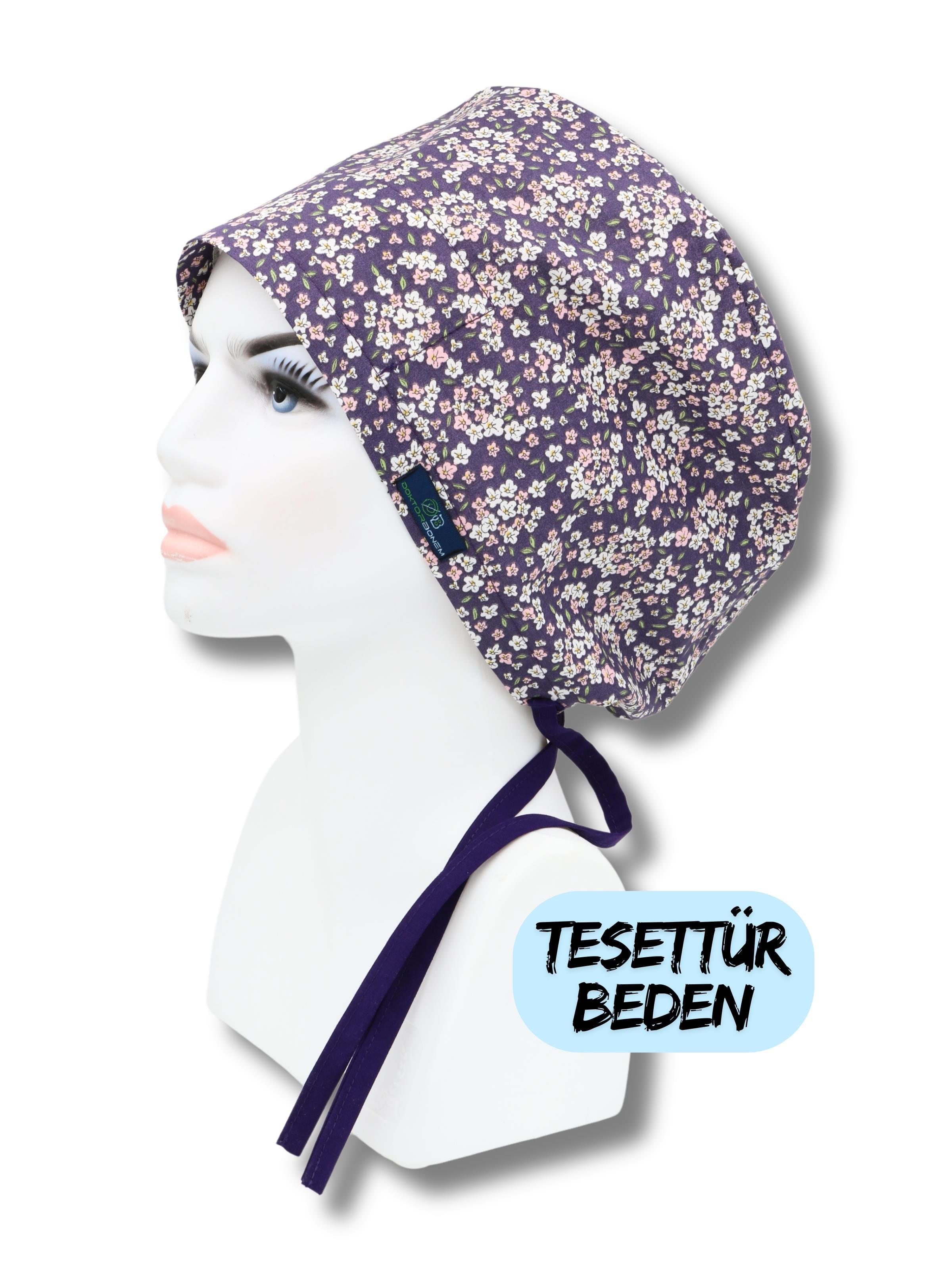 Tesettür Beden Mor Çıtı Pıtı Papatyalar  Bone Doktor Hemşire Sağlıkçı Hastane Bonesi