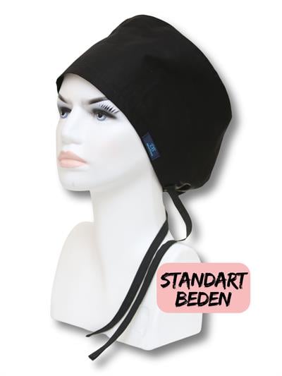 Standart Beden Siyah Tek Renk Cerrahi Bone Doktor Hemşire Sağlıkçı Hastane Aşçı Bonesi