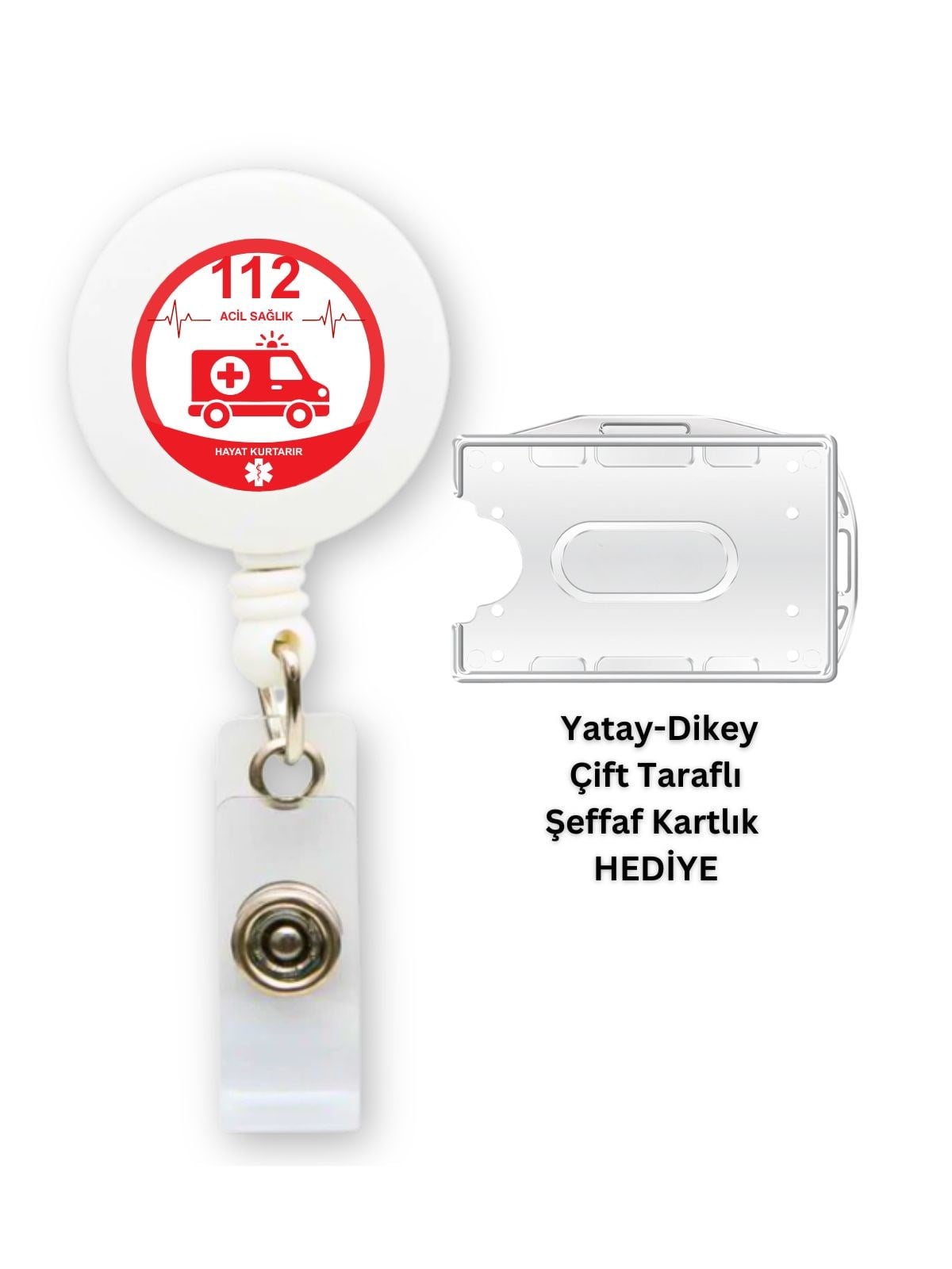 112 Acil Servis Damla Etiket Yoyo Yaka Kartlığı Yatay Dikey Kart Koruyucu