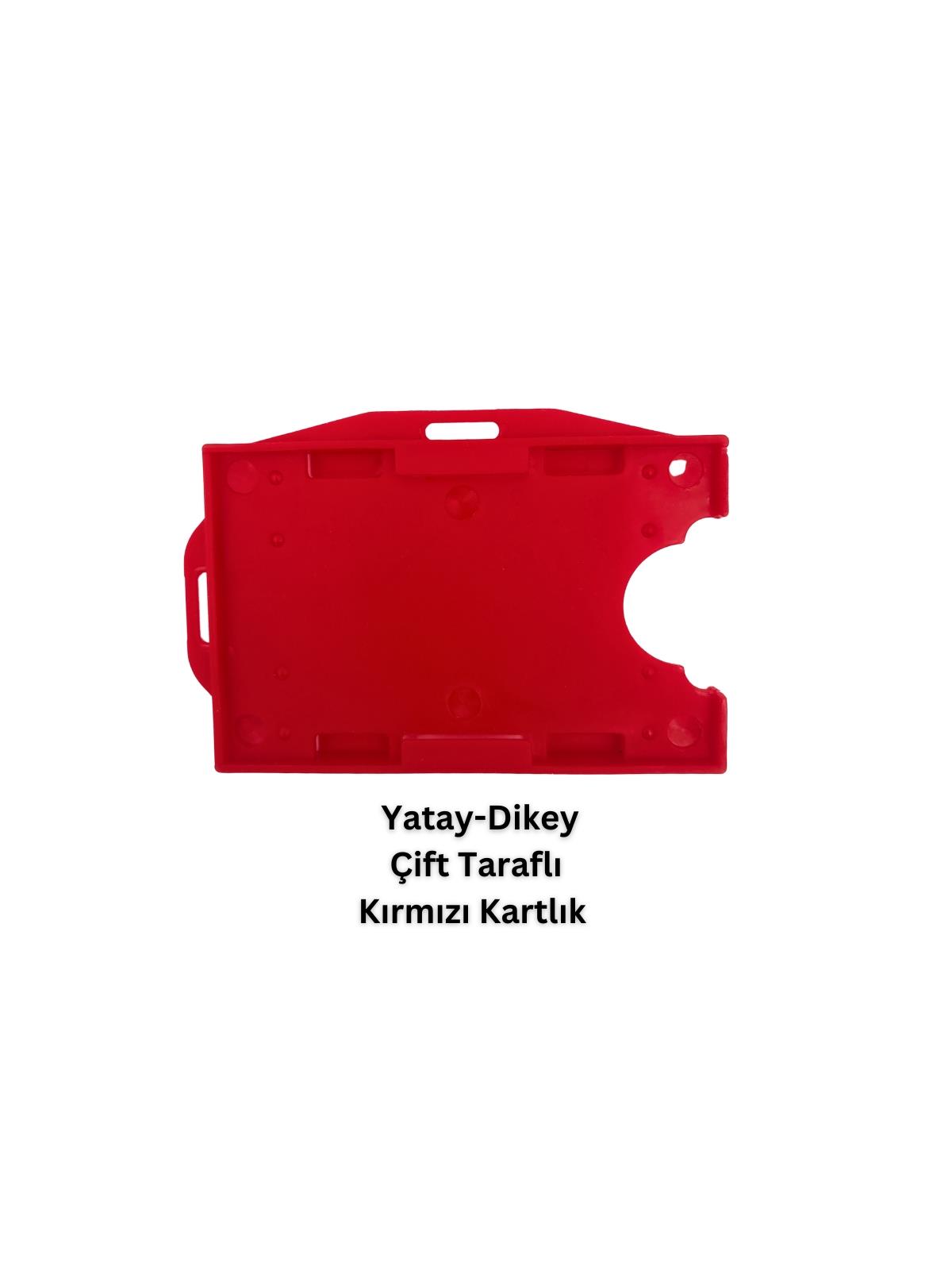 Kırmızı Yatay Dikey Çift Taraflı Kart Koruyucu
