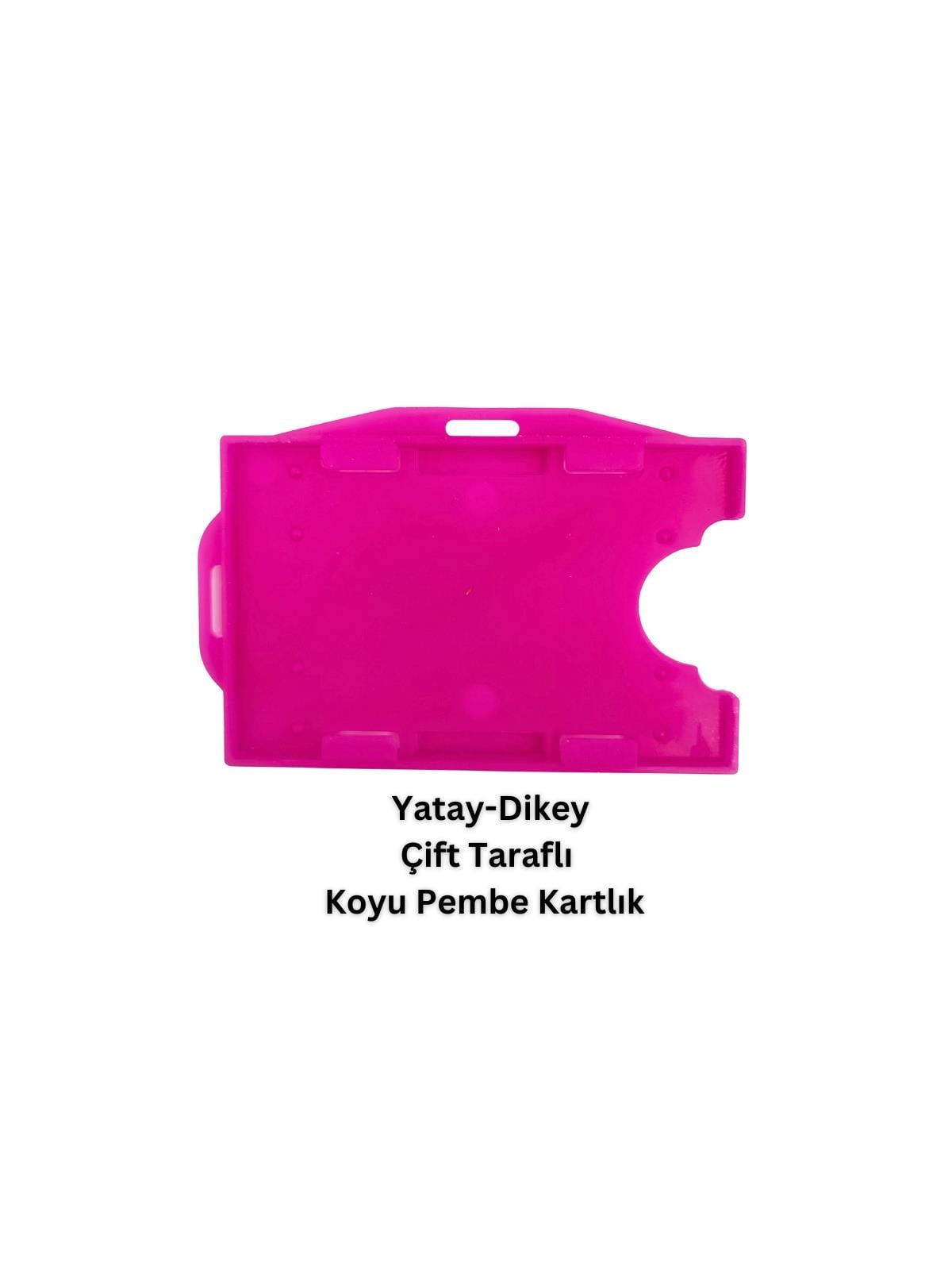 Koyu Pembe Yatay Dikey Çift Taraflı Kart Koruyucu