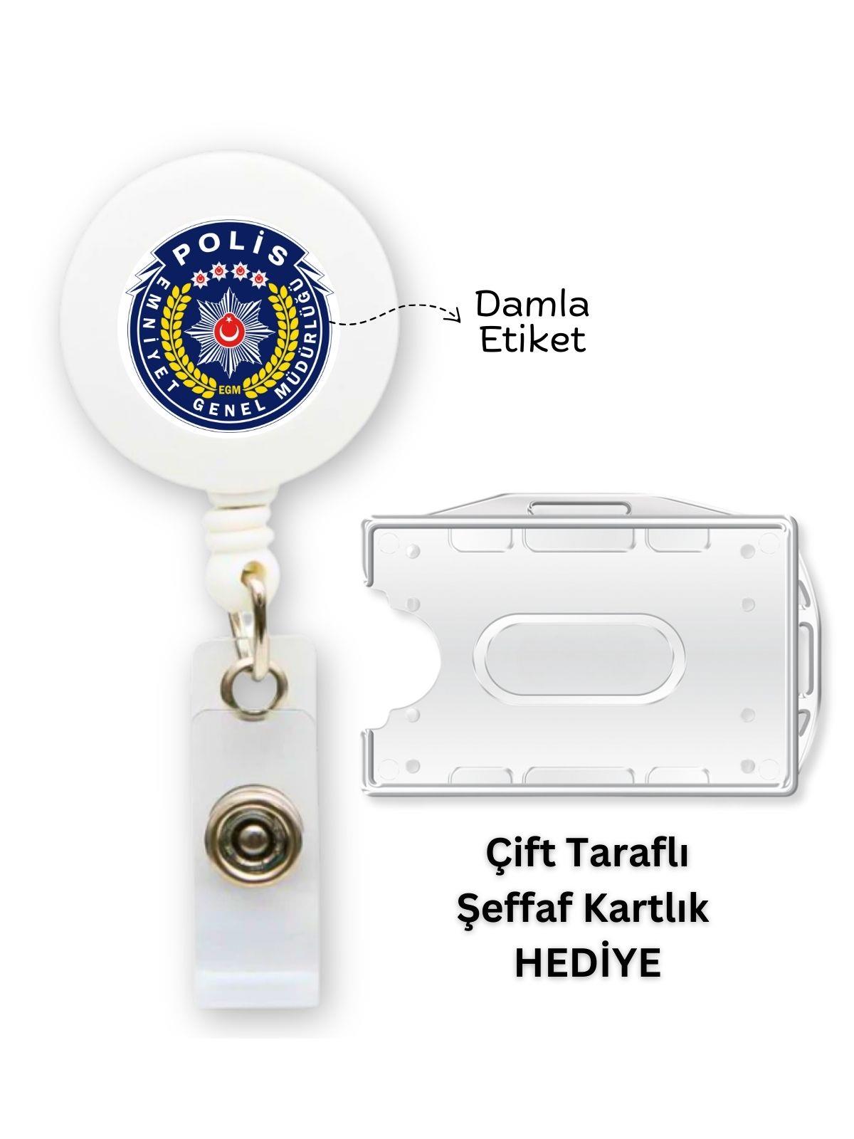 Polis Damla Etiket Yoyo Yaka Kartlığı Yatay Dikey Kart Koruyucu