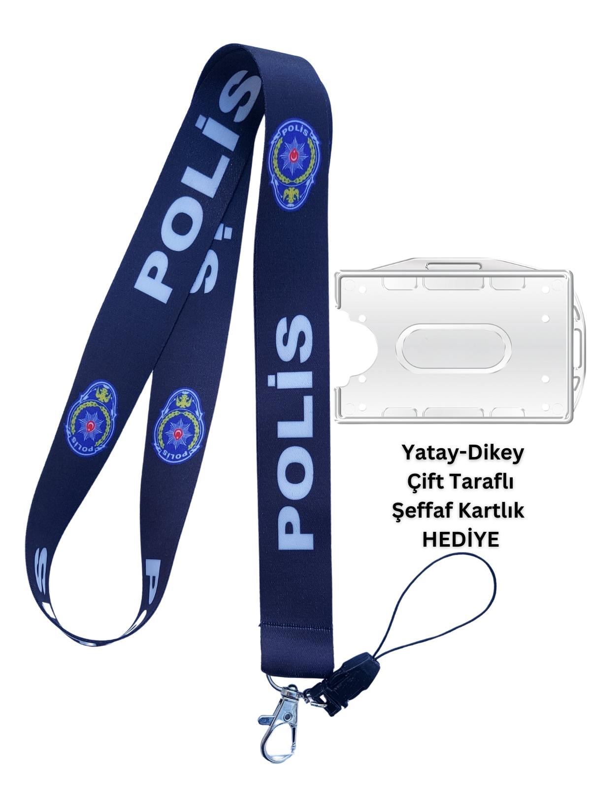 Polis Kart Askısı Yaka Kartı Telefon Askısı Yatay Dikey Kart Koruyucu
