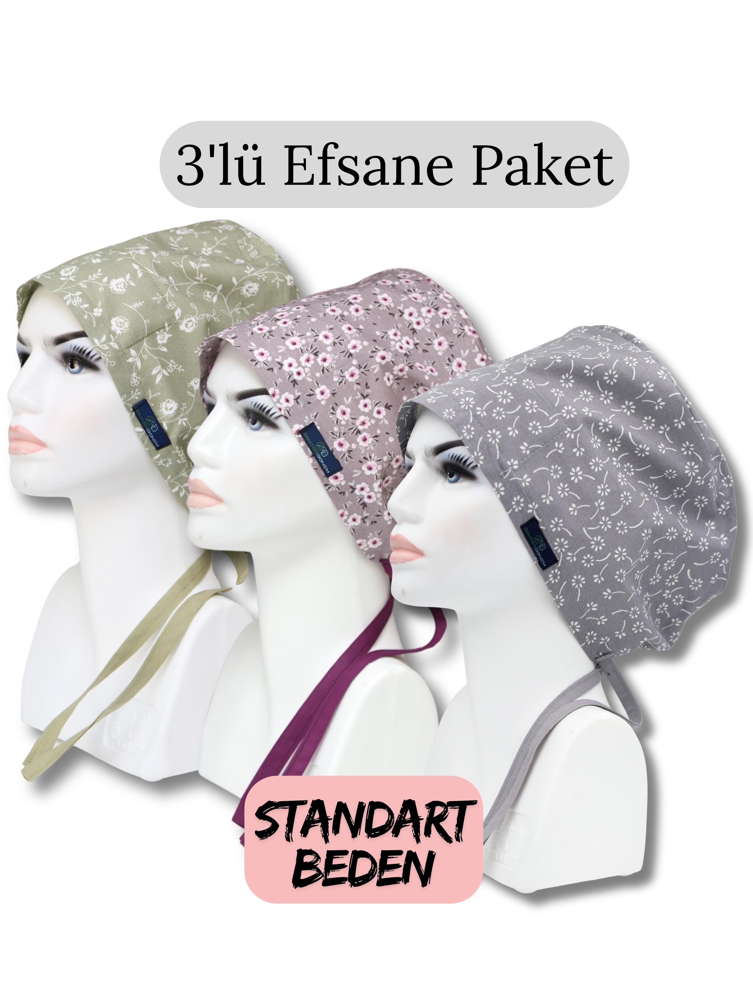 Standart Beden 3lü Efsane Paket Küf Yeşili Güller Leylak Çiçek Bahçesi Gri Nazlı Çiçekler Cerrahi Bone