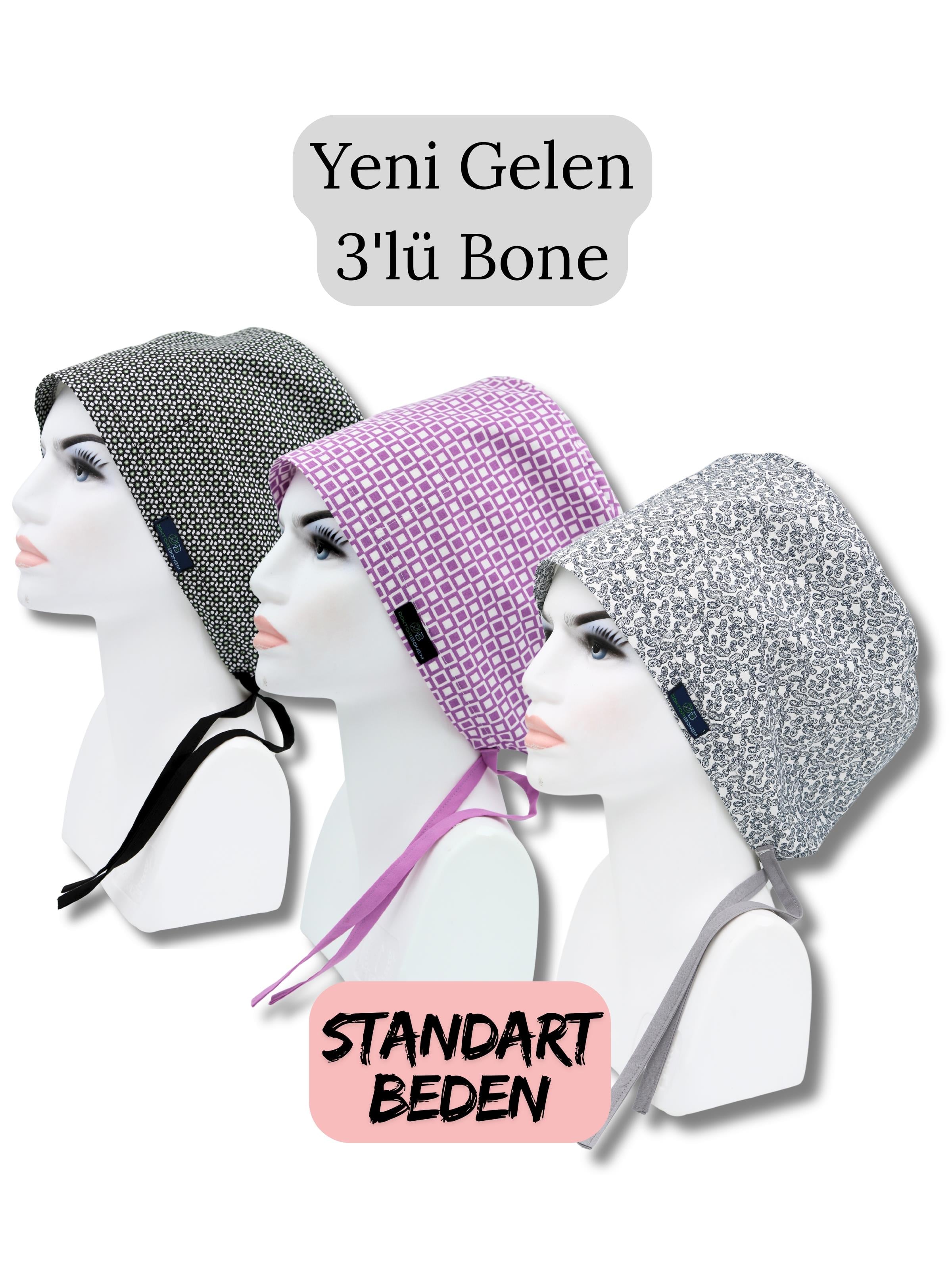 Standart Beden 3lü Paket Likralı Geometrik Çiçekler Lila Geometrik Desenler Lacivert Minik Şallar