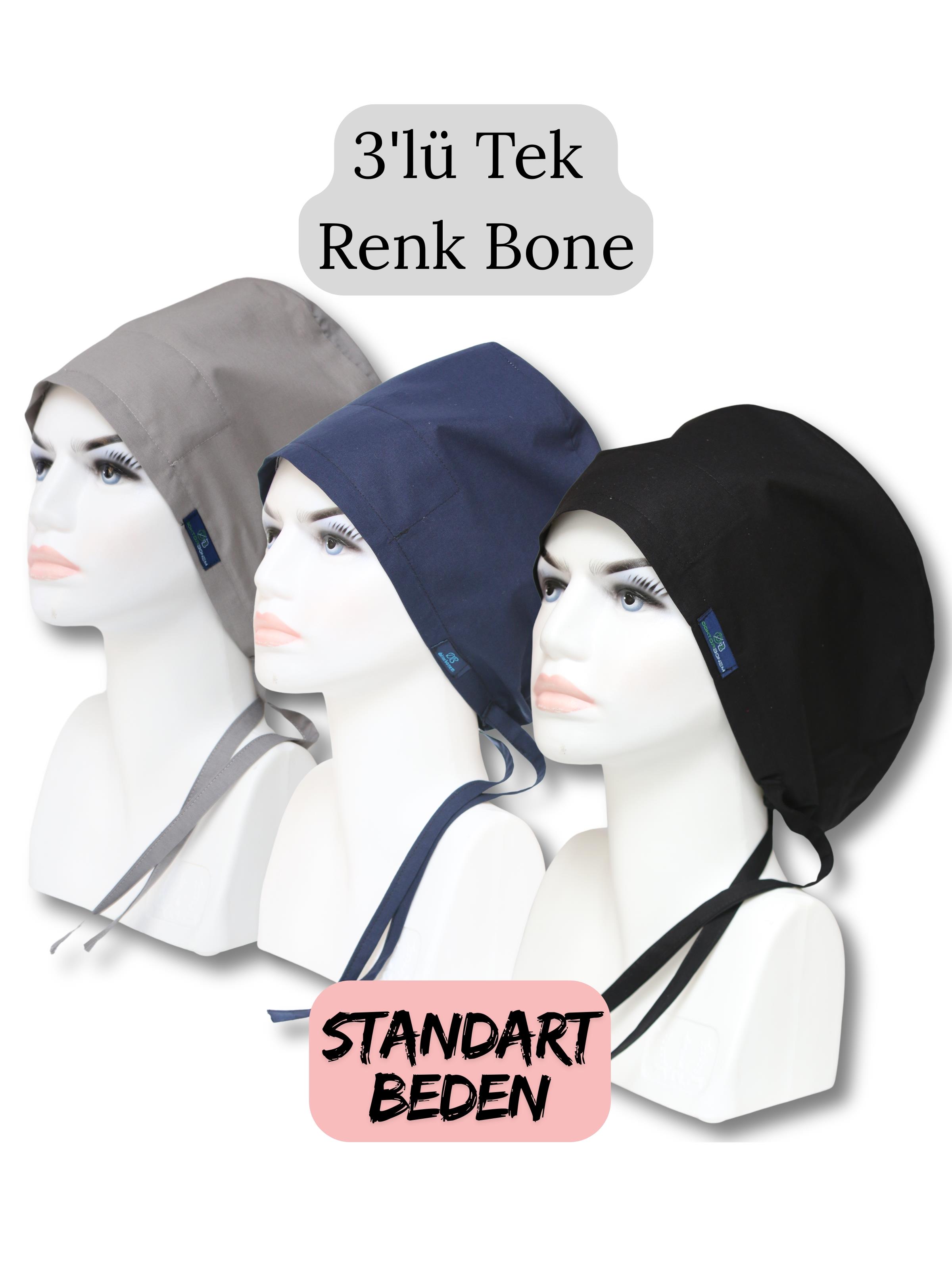 Standart Beden 3lü Tek Renk Paket Gri Siyah Lacivert Tek Renk Cerrahi Bone