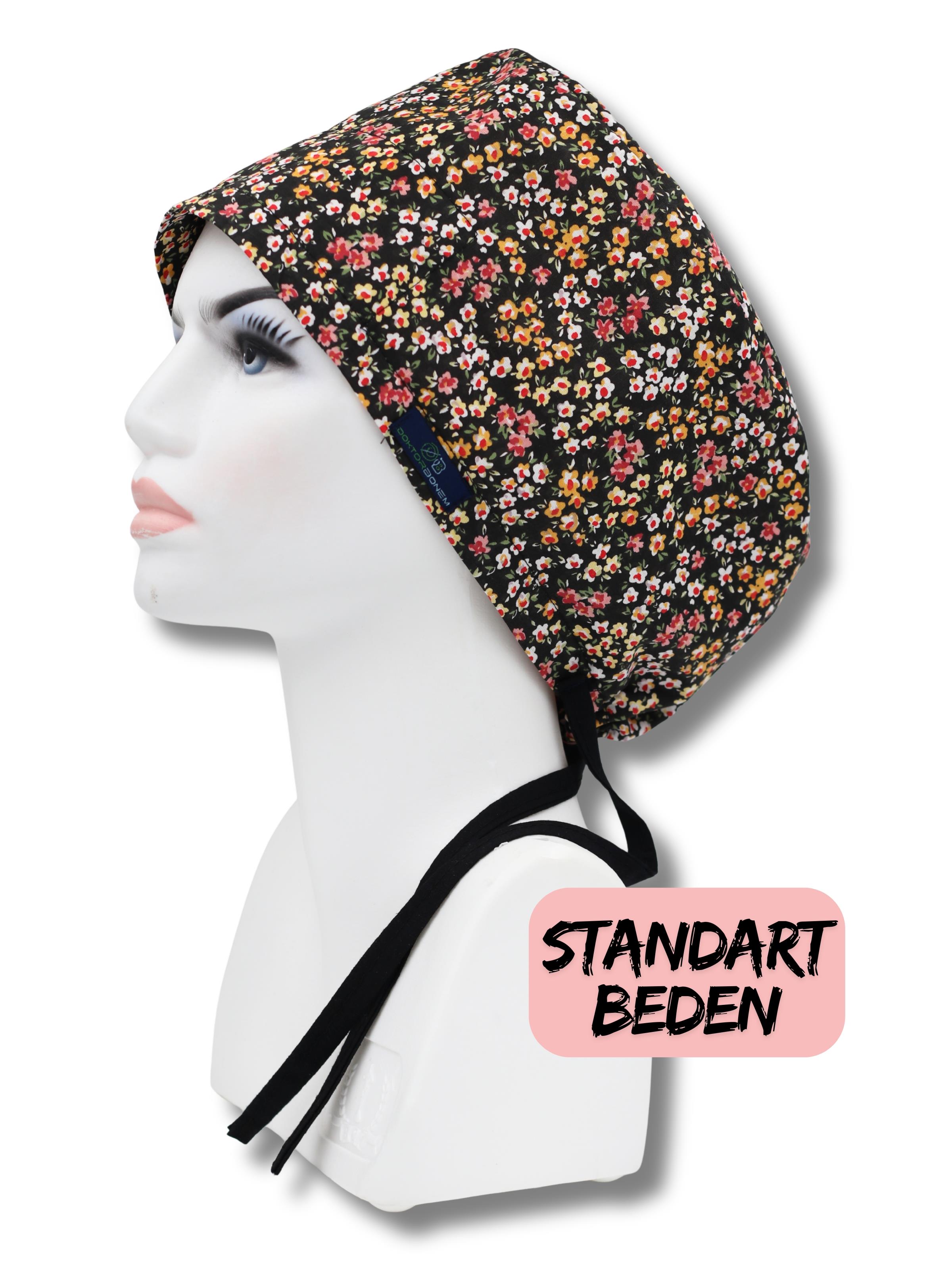 Standart Beden Sarı Beyaz Çıtır Çiçekler Cerrahi Bone Doktor Hemşire Sağlıkçı Hastane Bonesi