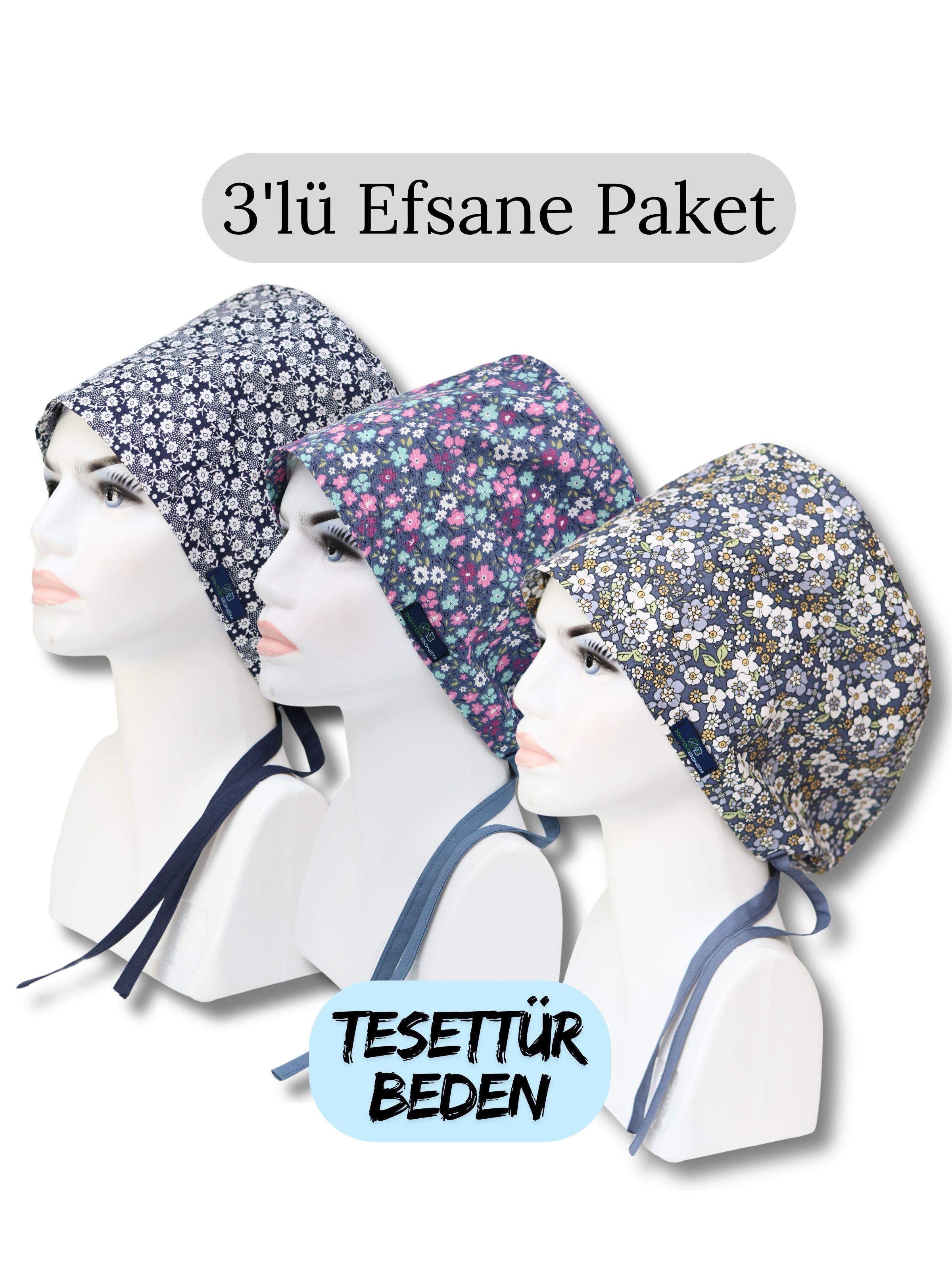 Tesettür Beden 3'lü Efsane Paket Lacivert Çıtır Papatyalar Mavi Minik Çiçekler Bahar Çiçekleri Mavi