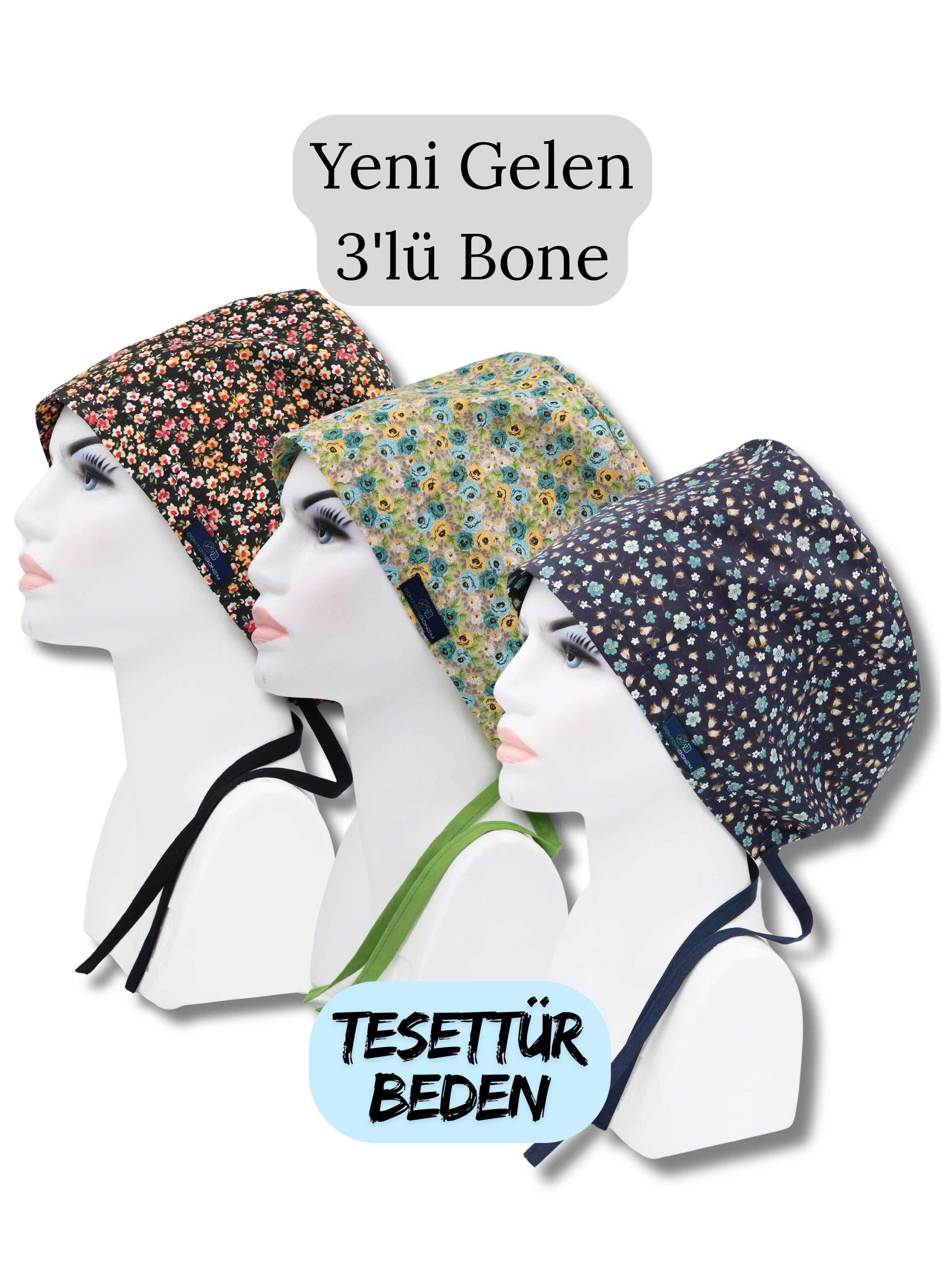 Tesettür Beden 3'lü Paket Sarı Beyaz Çıtır Sarmaşık Güller Sarı Mavi Lacivert Çıtır Cerrahi Bone