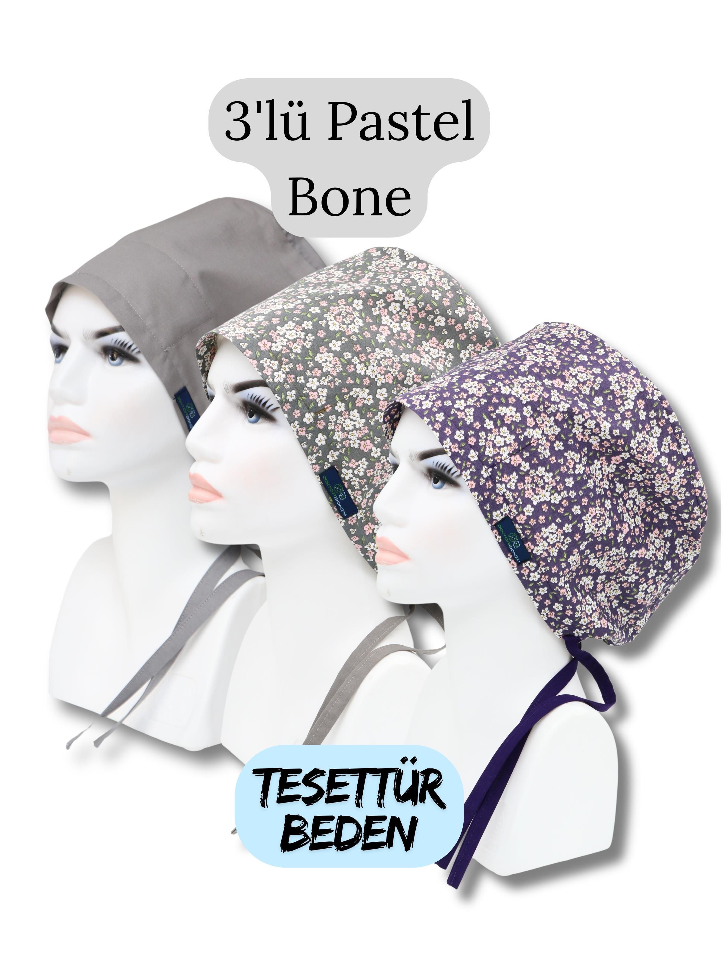 Tesettür Beden 3lü Pastel Bone Gri Tek Renk Gri Çıtı Pıtı Mor Çıtı Pıtı Çiçekler Cerrahi Bone