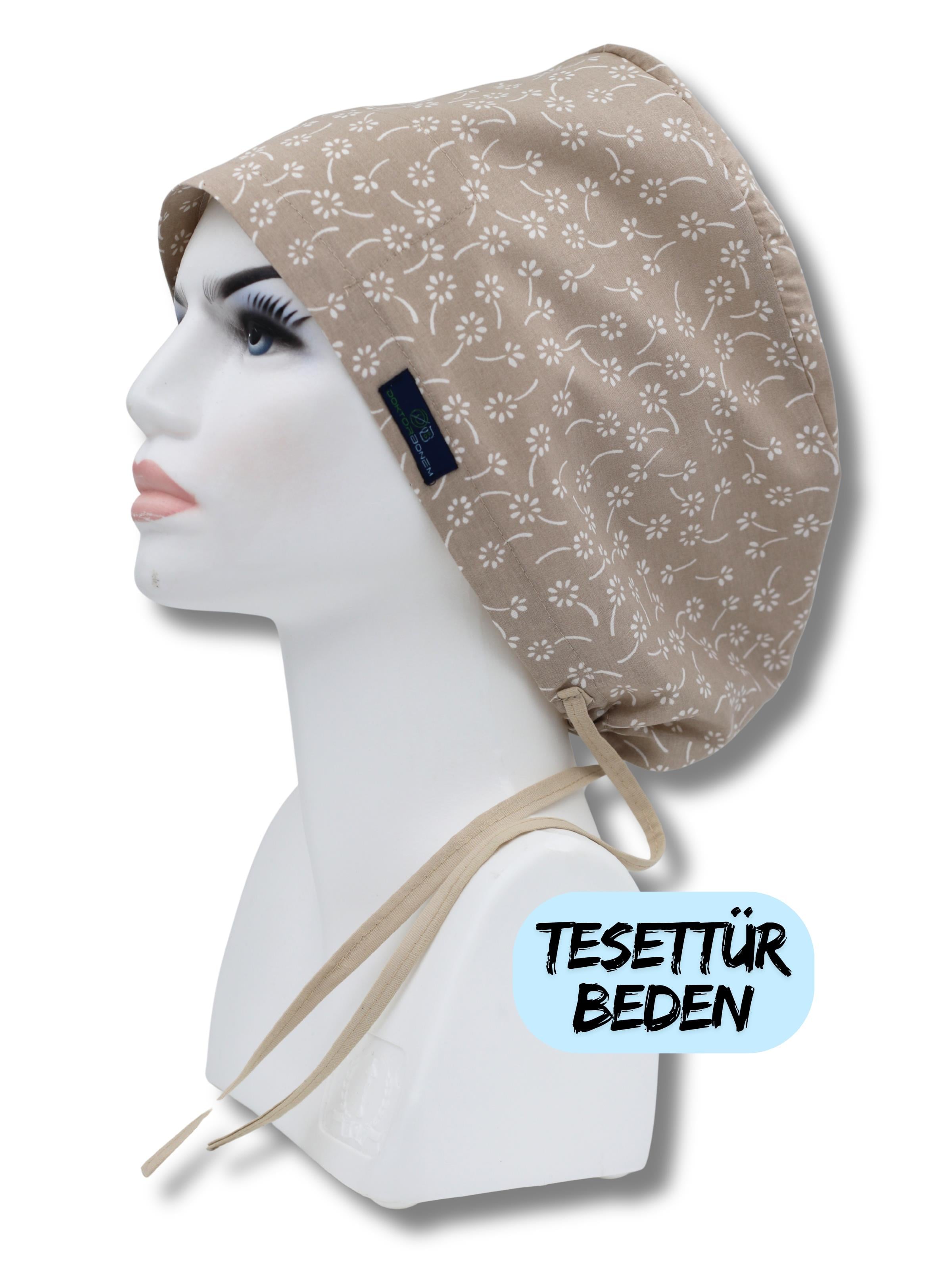 Tesettür Beden Bej Nazlı Çiçekler Cerrahi Bone Doktor Hemşire Sağlıkçı Hastane Bonesi