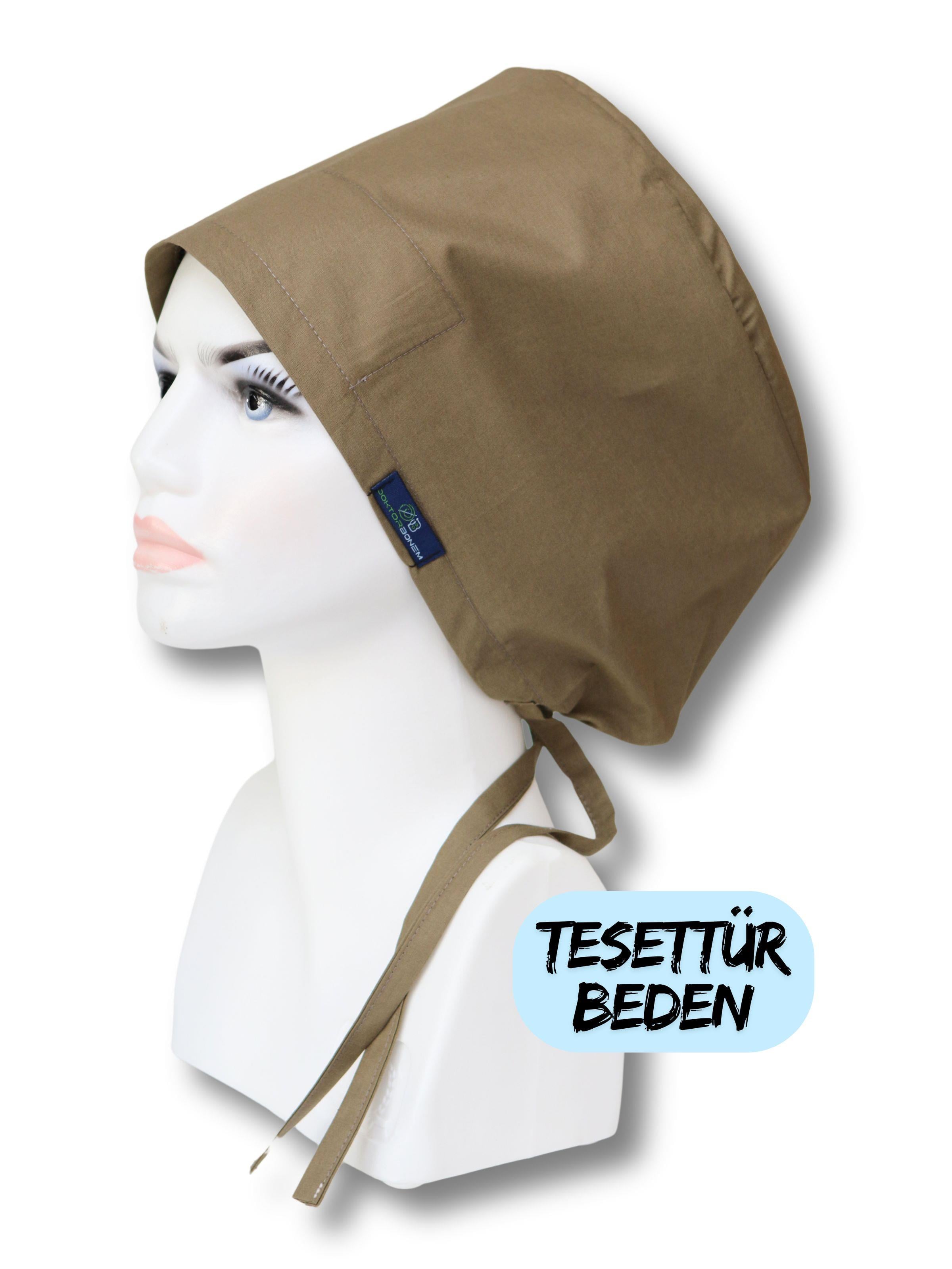 Tesettür Beden Haki Yeşili Tek Renk Cerrahi Bone Doktor Hemşire Sağlıkçı Hastane Bonesi