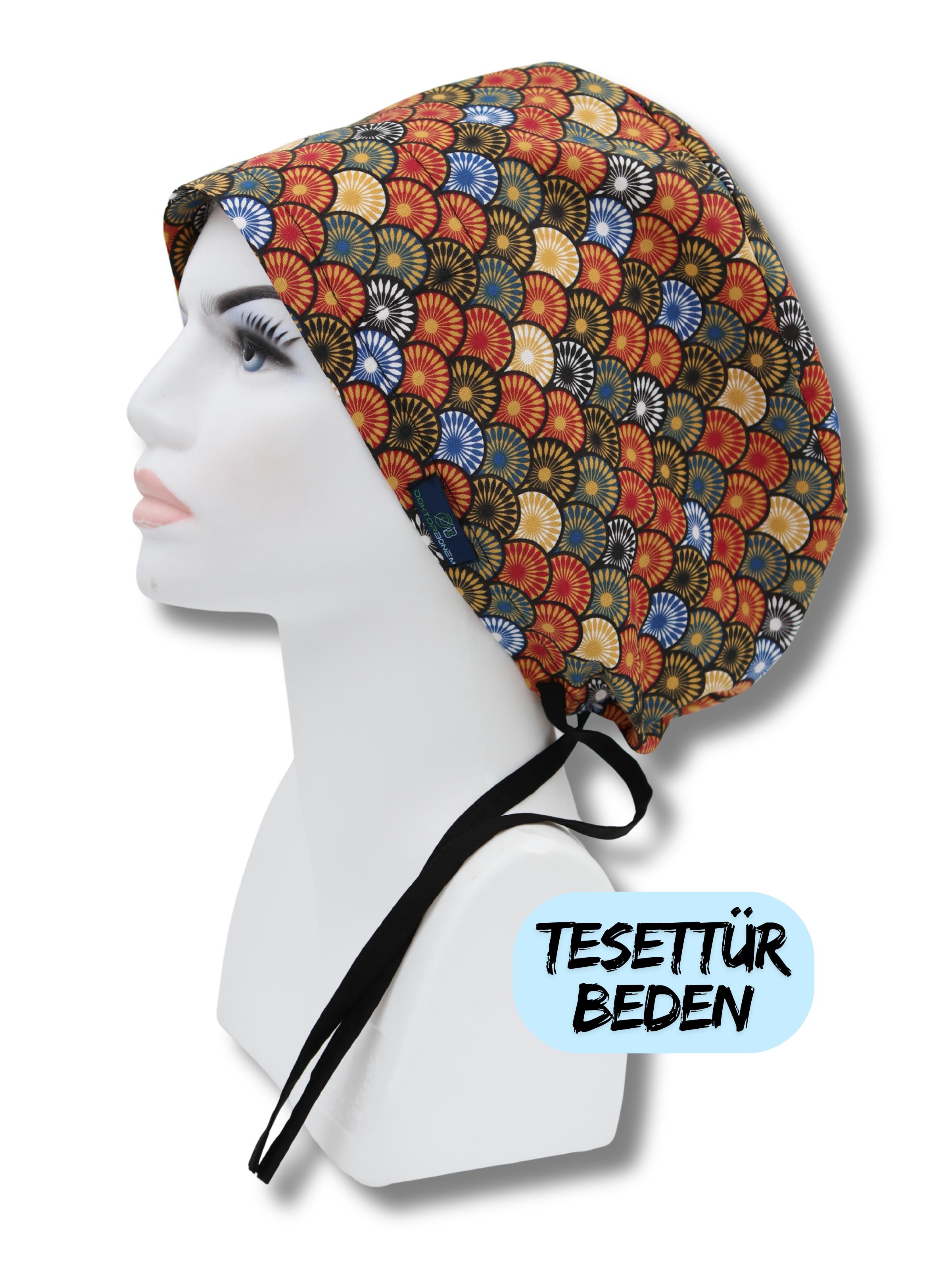 Tesettür Beden Renkli Yelpazeler Cerrahi Bone Doktor Hemşire Sağlıkçı Hastane Bonesi