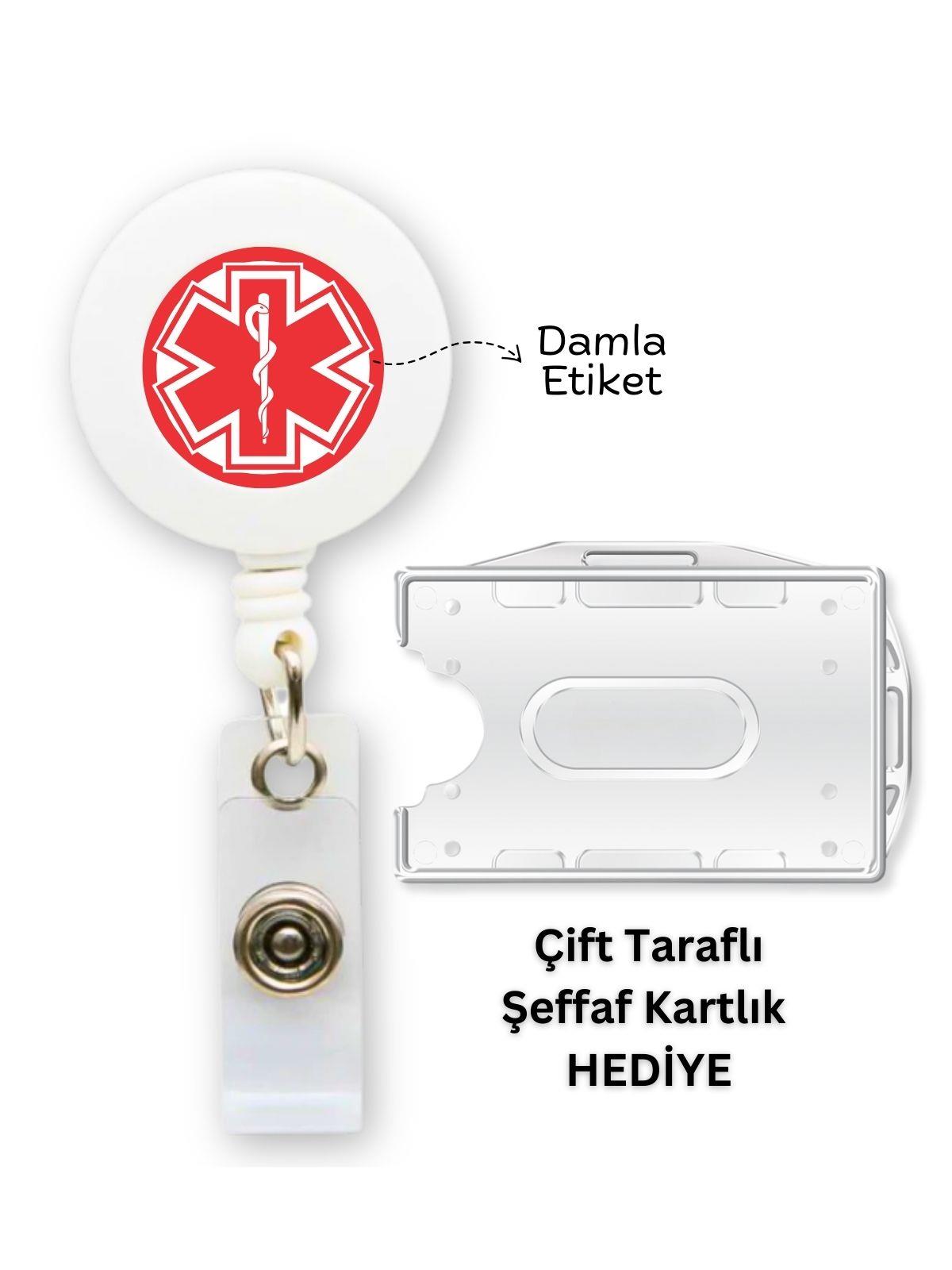Tıp Sembolü Kadüse Damla Etiket Yoyo Yaka Kartlığı Yatay Dikey Kart Koruyucu