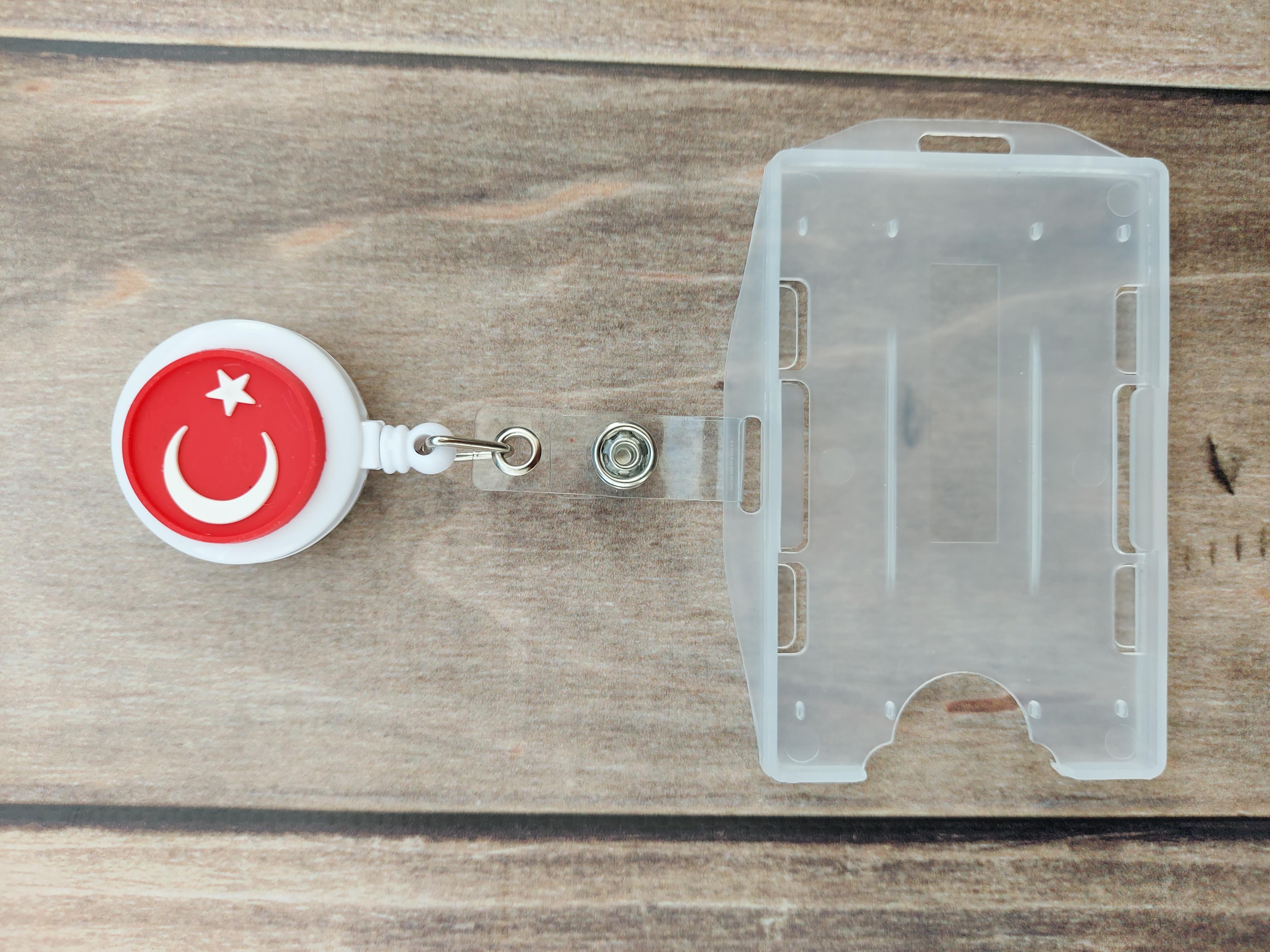 Türk Bayrağı Silikon Yoyo Yaka Kartlığı Yatay Dikey Kart Koruyucu