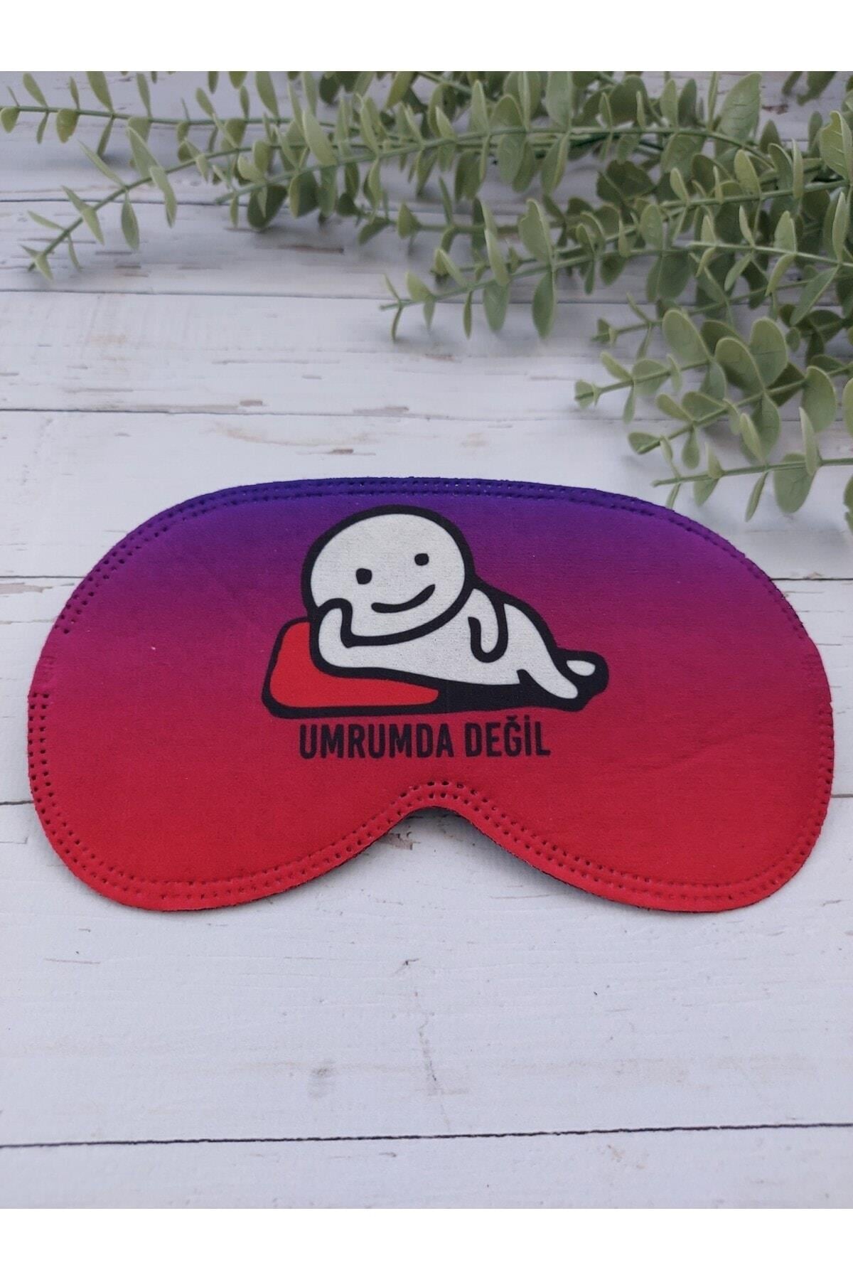 Umurumda Değil Uyku Bandı Göz Bandı Baskılı Pamuk Seyahat Uyku Bandı