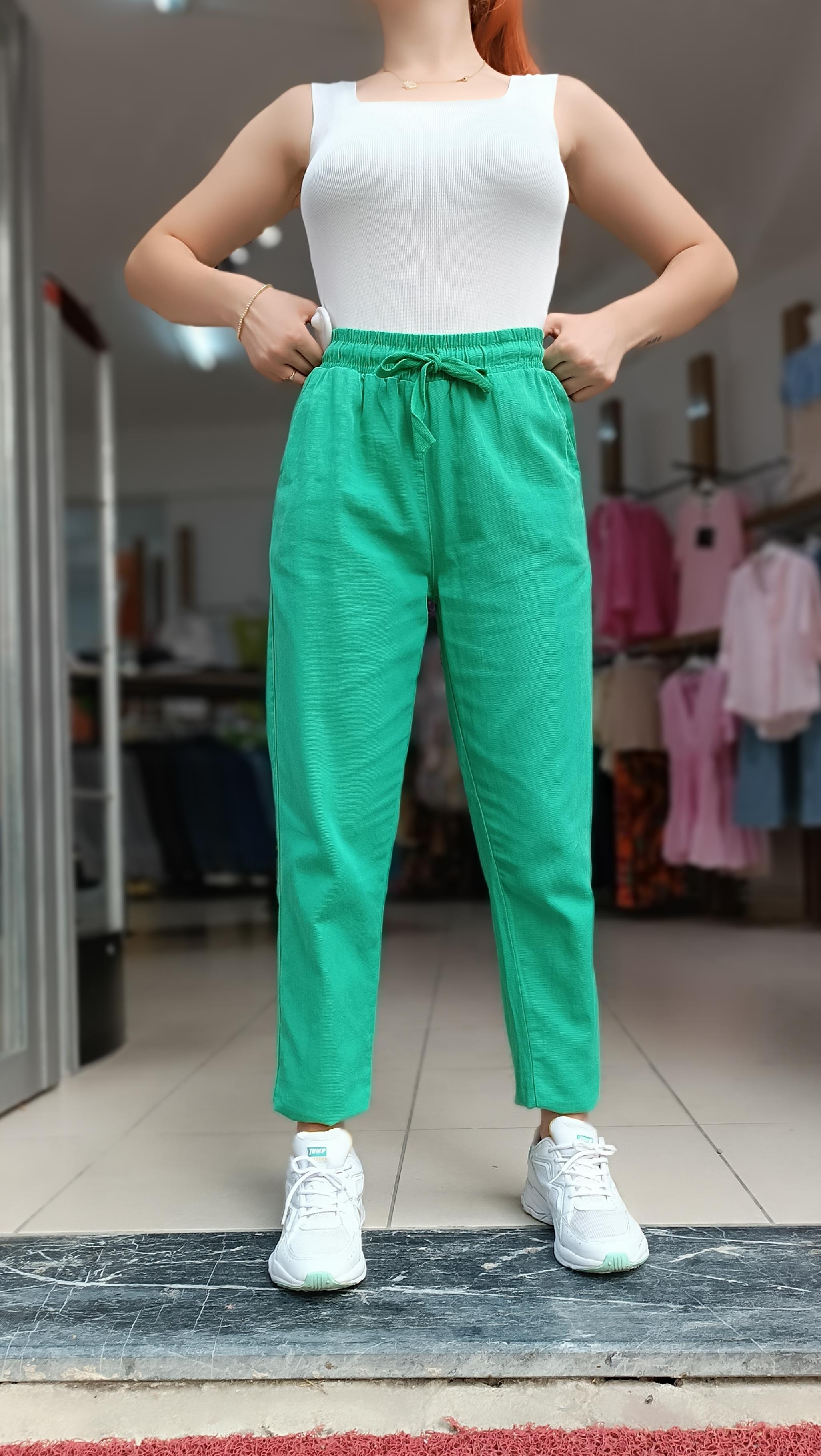 Beli Lastikli İki Yanı Cepli Pantolon