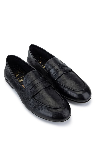 Alexander Hotto Erkek Hakiki Deri Siyah Loafer Ayakkabı