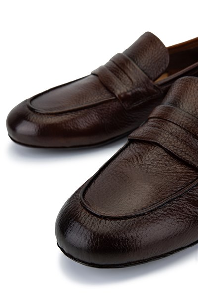Alexander Hotto Erkek Hakiki Deri Taba Loafer Ayakkabı