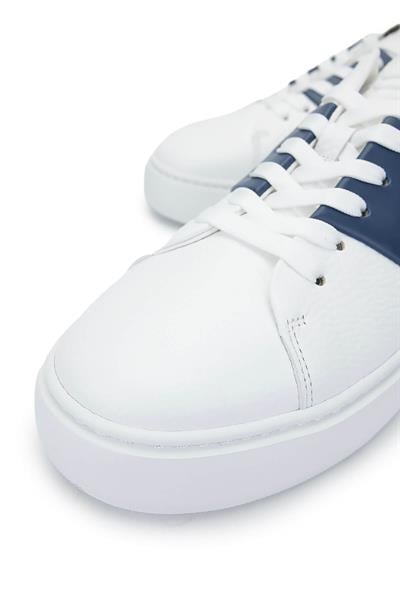 Baldinini Erkek Hakiki Deri Beyaz/Mavi Sneakers & Spor Ayakkabı