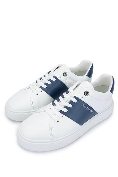 Baldinini Erkek Hakiki Deri Beyaz/Mavi Sneakers & Spor Ayakkabı