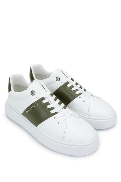 Baldinini Erkek Hakiki Deri Beyaz/Yeşil Sneakers & Spor Ayakkabı