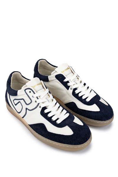 Barracuda Erkek Hakiki Deri Beyaz/Lacivert Sneakers & Spor Ayakkabı