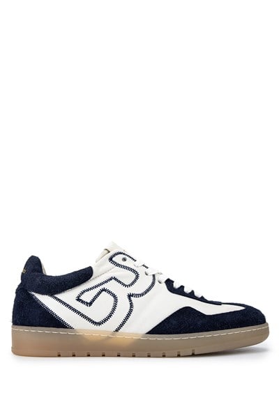 Barracuda Erkek Hakiki Deri Beyaz/Lacivert Sneakers & Spor Ayakkabı