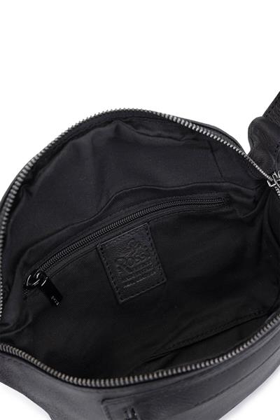 Bruno Rossi Bag Erkek Hakiki Deri Siyah Bel Çantası