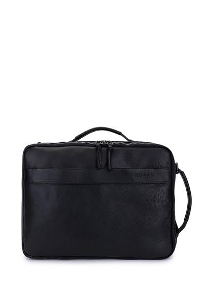 Bruno Rossi Bag Erkek Hakiki Deri Siyah Sırt Çantası