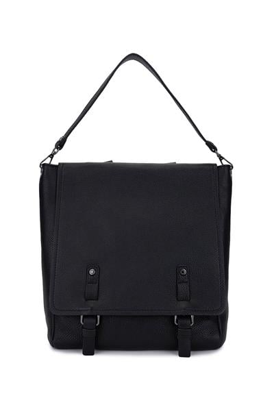 Bruno Rossi Bag Erkek Hakiki Deri Siyah Sırt Çantası