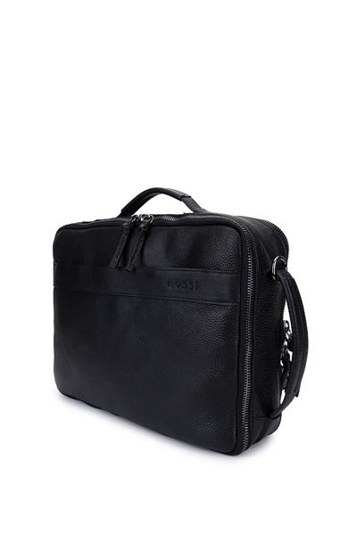 Bruno Rossi Bag Erkek Hakiki Deri Siyah Sırt Çantası