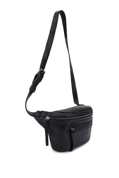Bruno Rossi Bag Erkek Hakiki Deri Siyah Bel Çantası