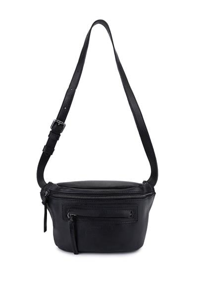 Bruno Rossi Bag Erkek Hakiki Deri Siyah Bel Çantası