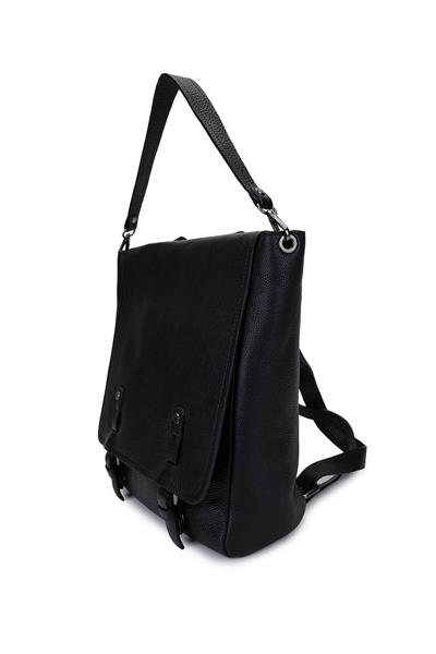 Bruno Rossi Bag Erkek Hakiki Deri Siyah Sırt Çantası