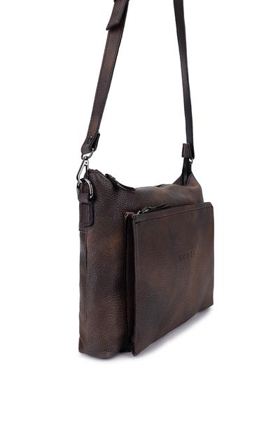 Bruno Rossi Bag Erkek Hakiki Deri Taupe Postacı Çanta