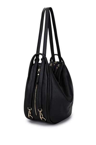 Bruno Rossi Bag Kadın Hakiki Deri Siyah Sırt & Omuz Çantası