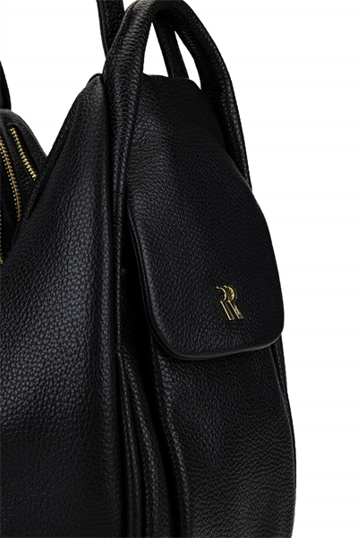 Bruno Rossi Bag Kadın Hakiki Deri Siyah Sırt & Omuz Çantası