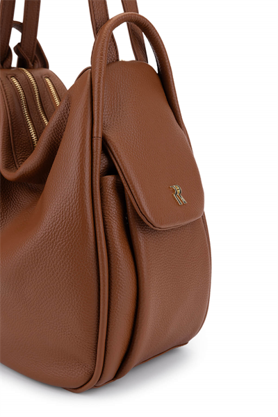 Bruno Rossi Bag Kadın Hakiki Deri Taba Sırt & Omuz Çantası